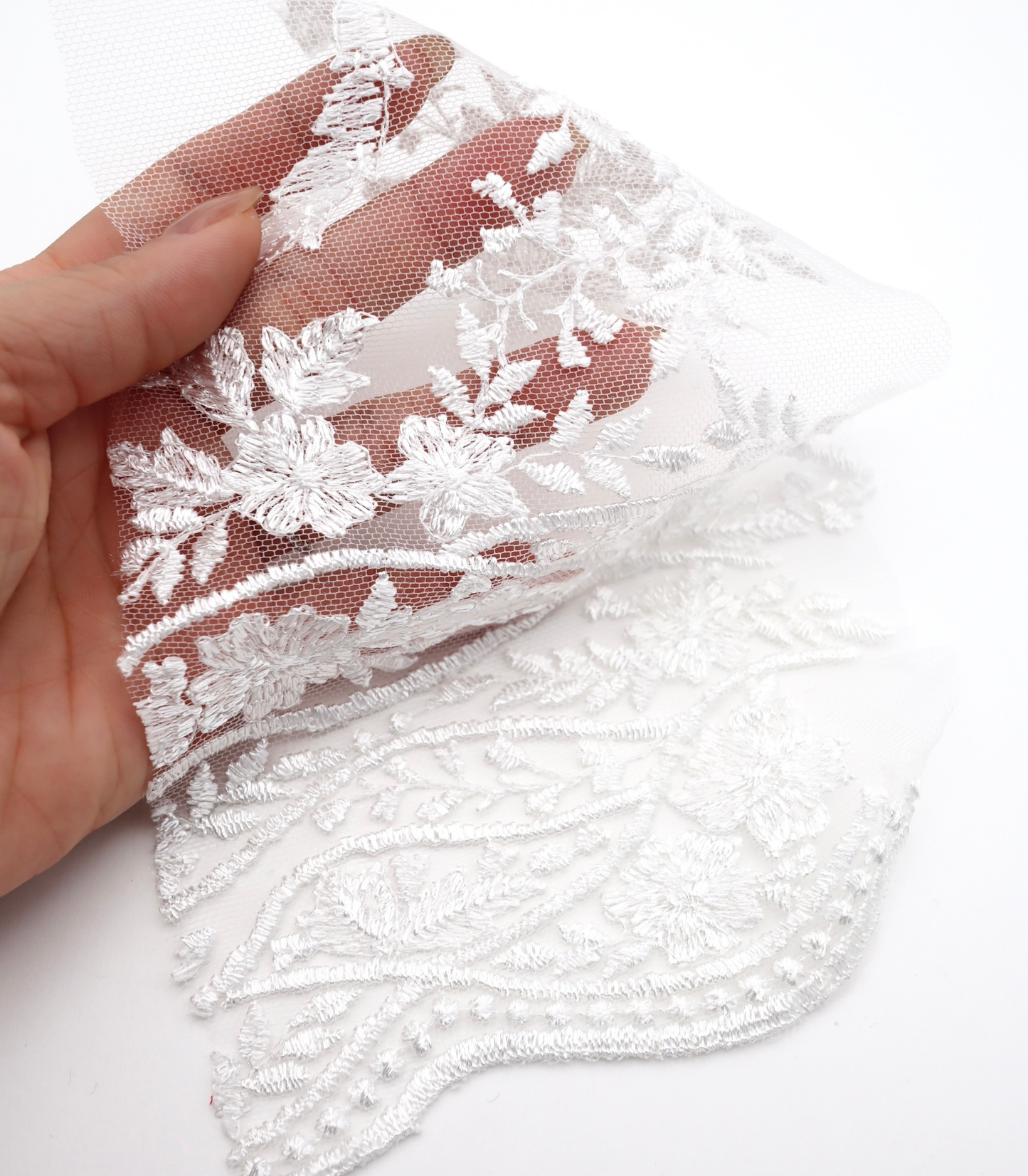 【25SS-390】スカラップチュール刺繍レース /0.5yあたり=~1700円