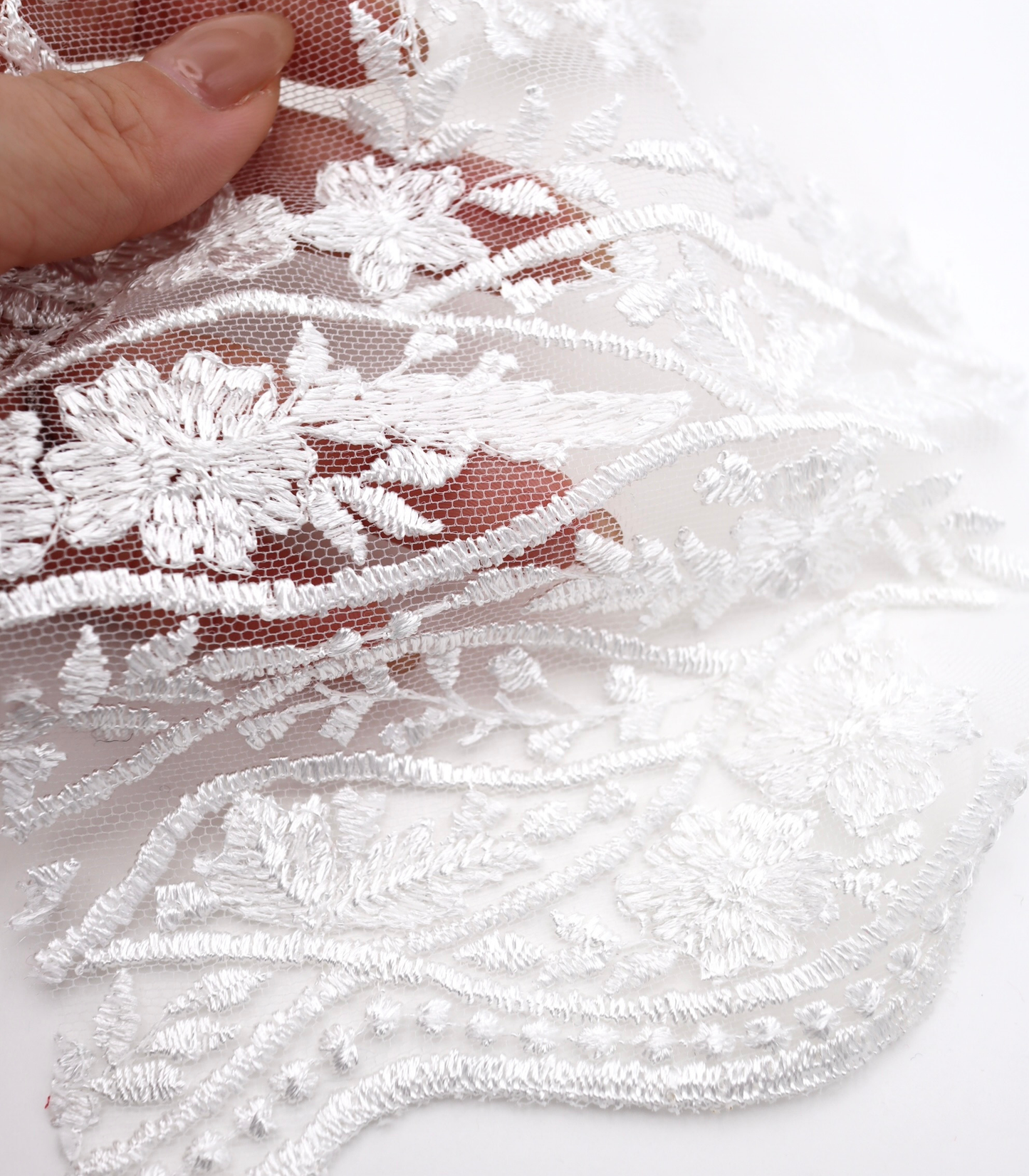 【25SS-390】スカラップチュール刺繍レース /0.5yあたり=~1700円