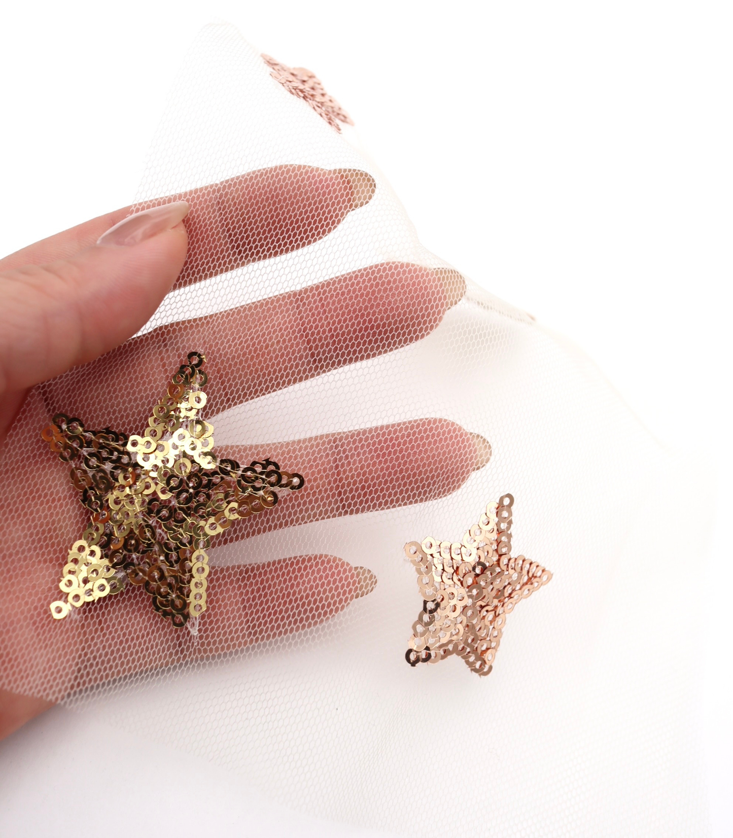 【25SS-395】星柄スパンコール刺繍チュール /0.5yあたり=~1320円