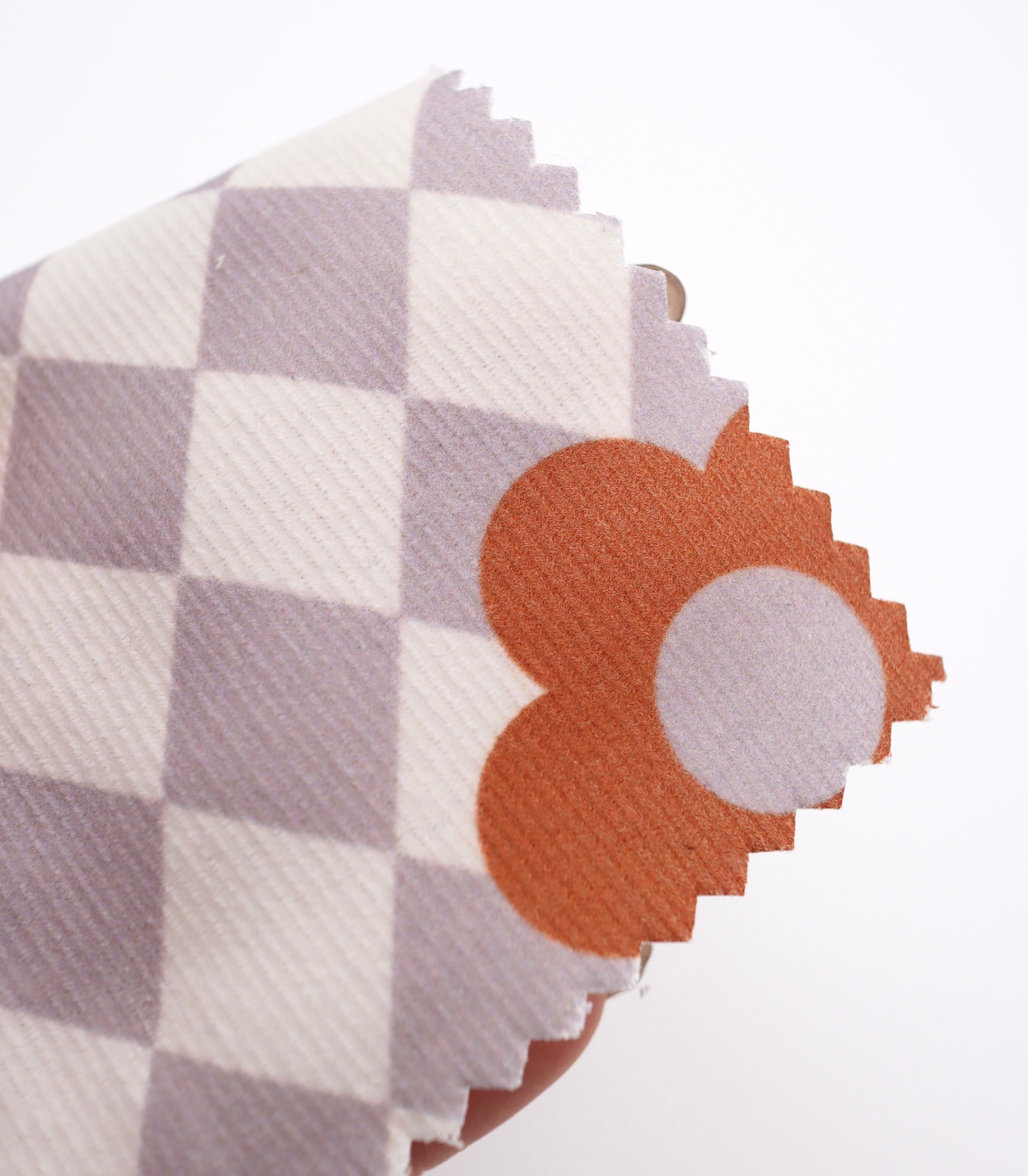 【25SS-120】レトロフラワー×ダイヤチェックプリントコーデュロイ /0.5yあたり=~930円