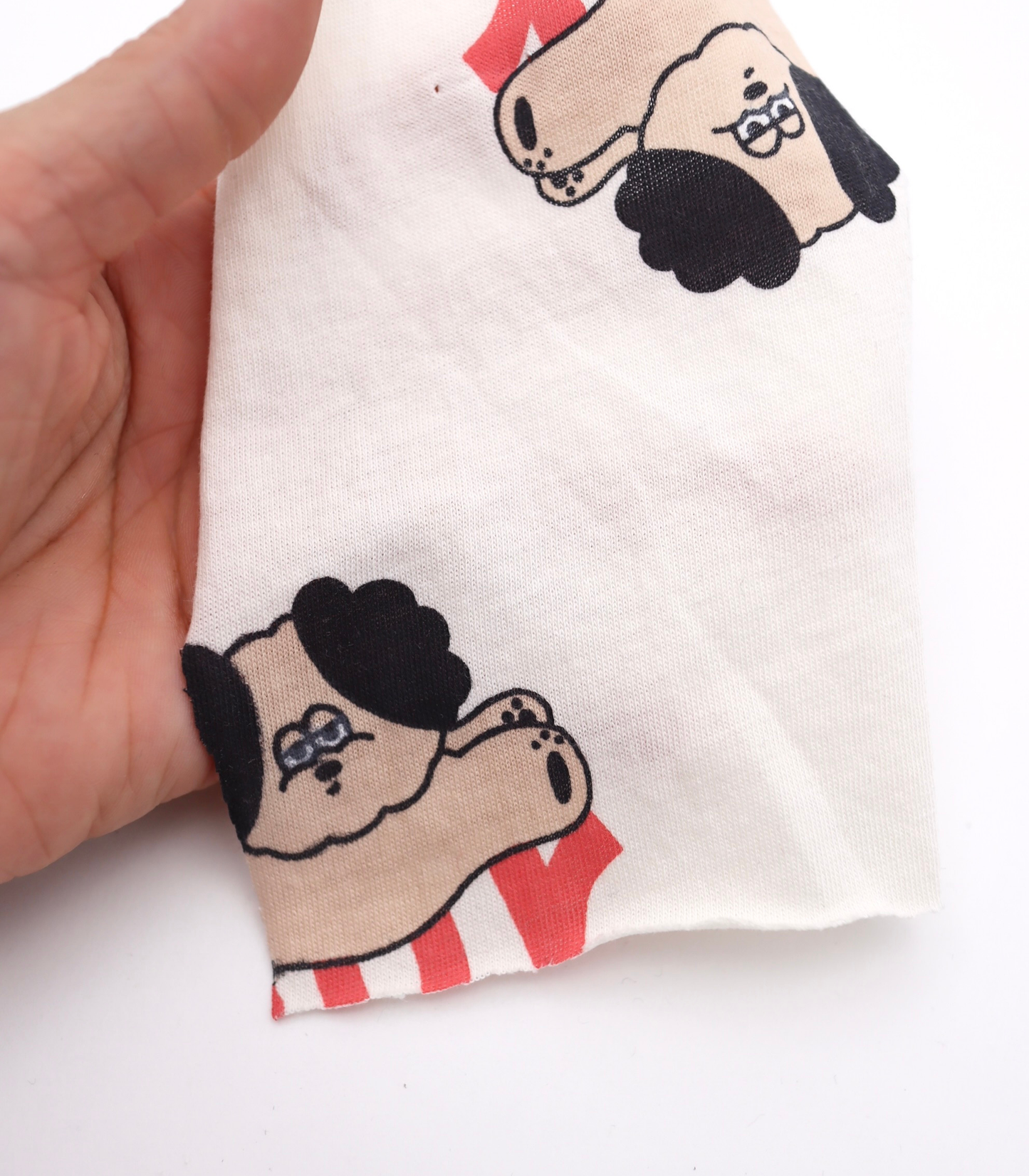 【25SS-412】眠たいワンちゃんプリント天竺ニット /0.5yあたり=~880円