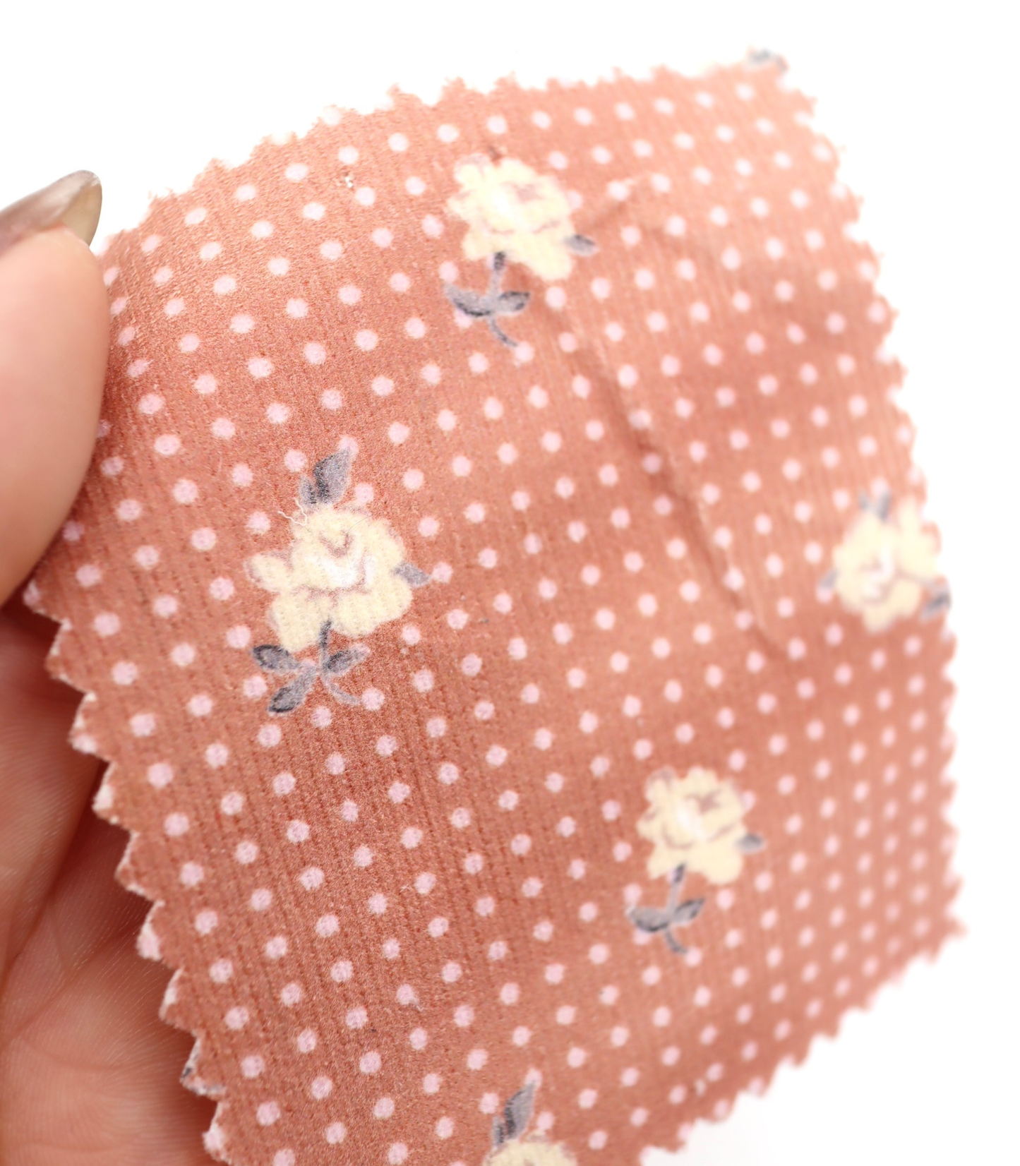 【25SS-114】ドット×ローズプリントコーデュロイ /0.5yあたり=~835円