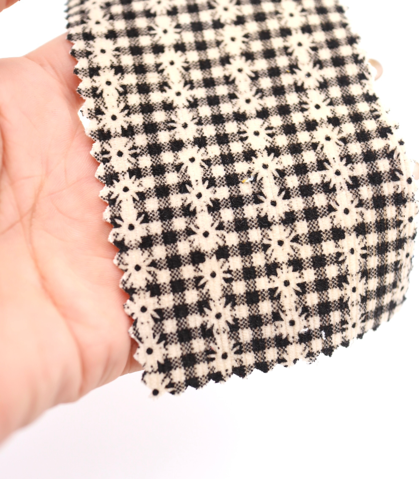 【25SS-129】小花ストライプ×ギンガムチェックプリントコーデュロイ /0.5yあたり=~860円