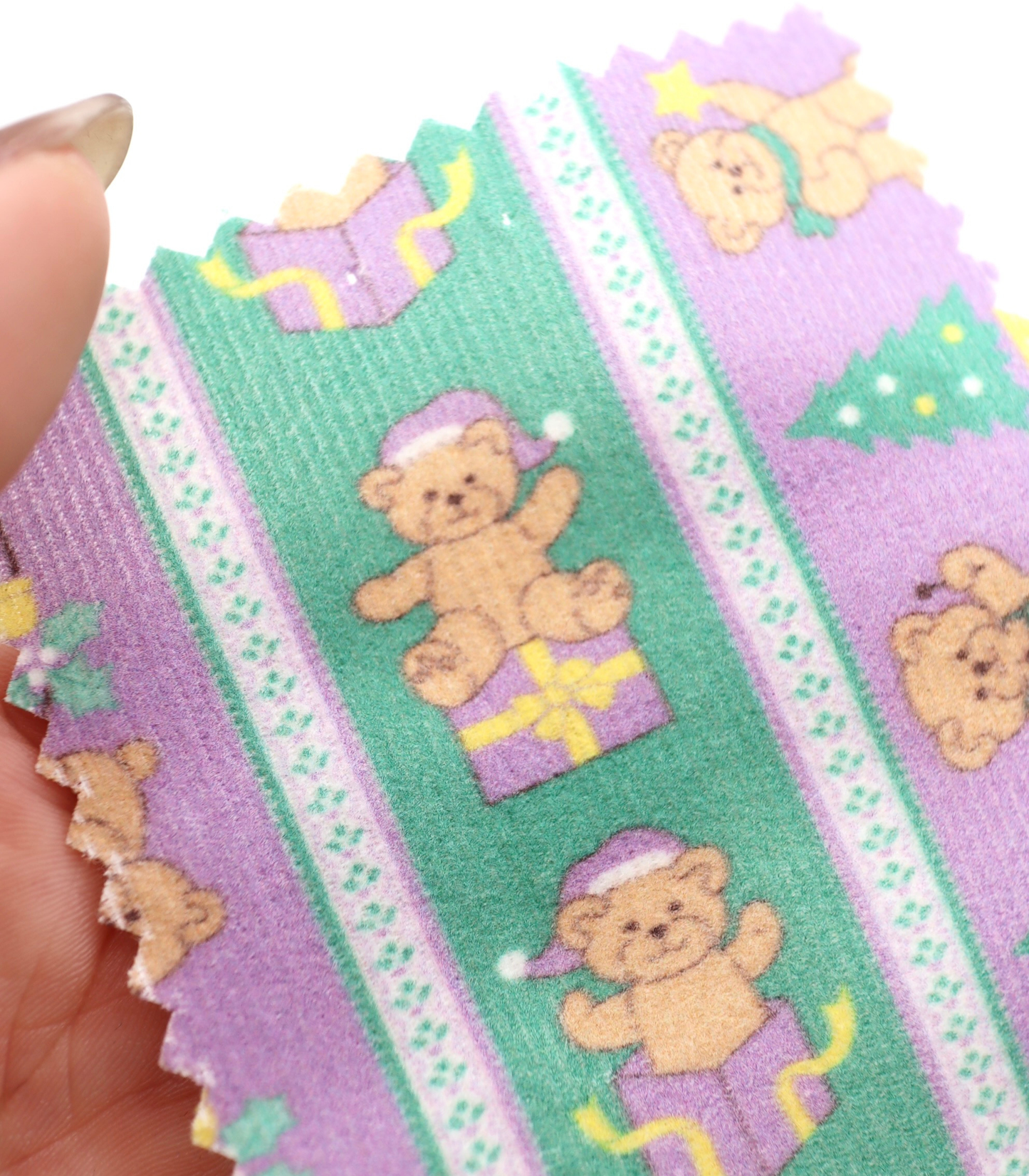 【25SS-115】ストライプクリスマスくまさんプリントコーデュロイ /0.5yあたり=~880円