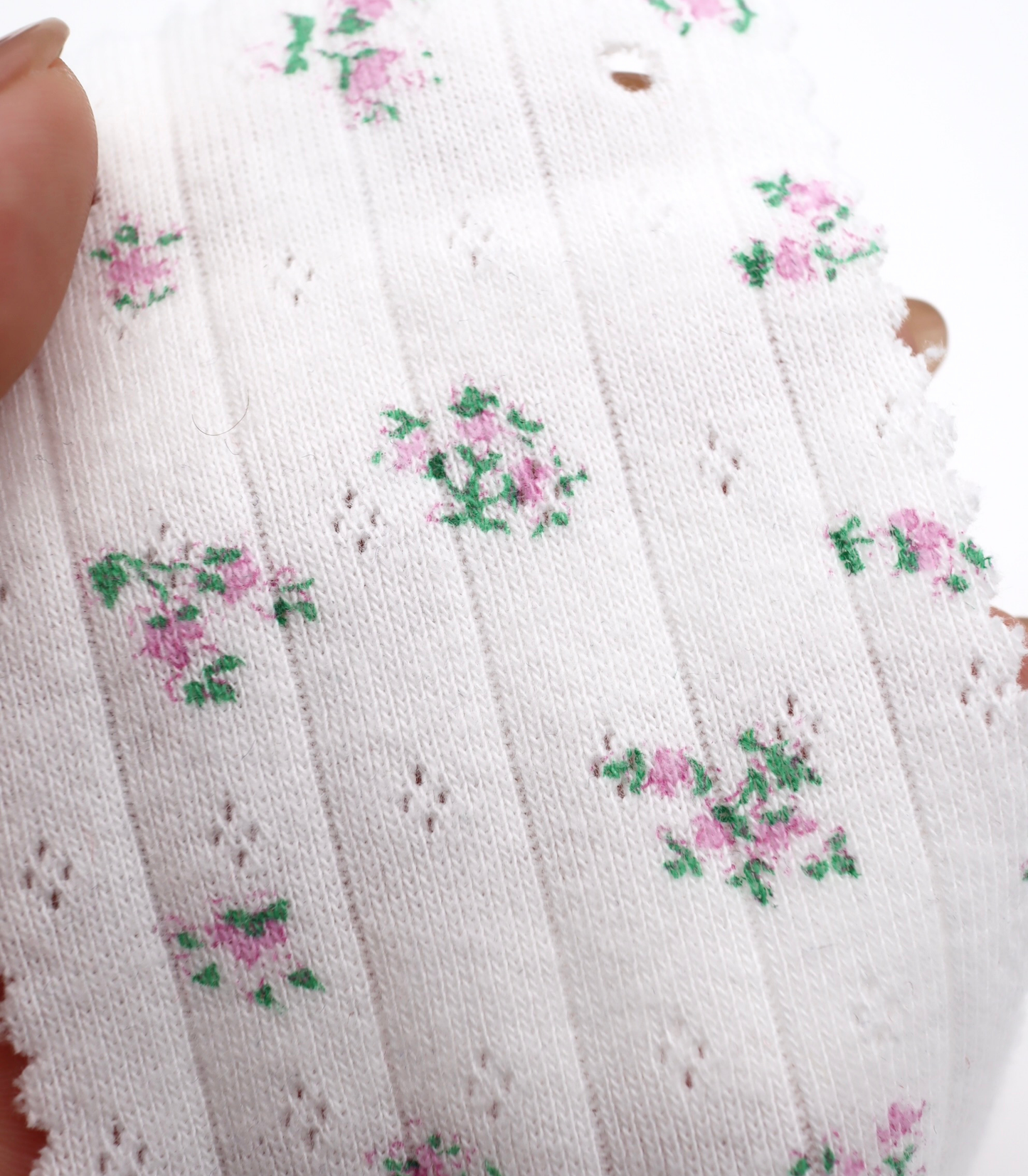 【25SS-416】花柄プリント針抜きニット /0.5yあたり=~1005円