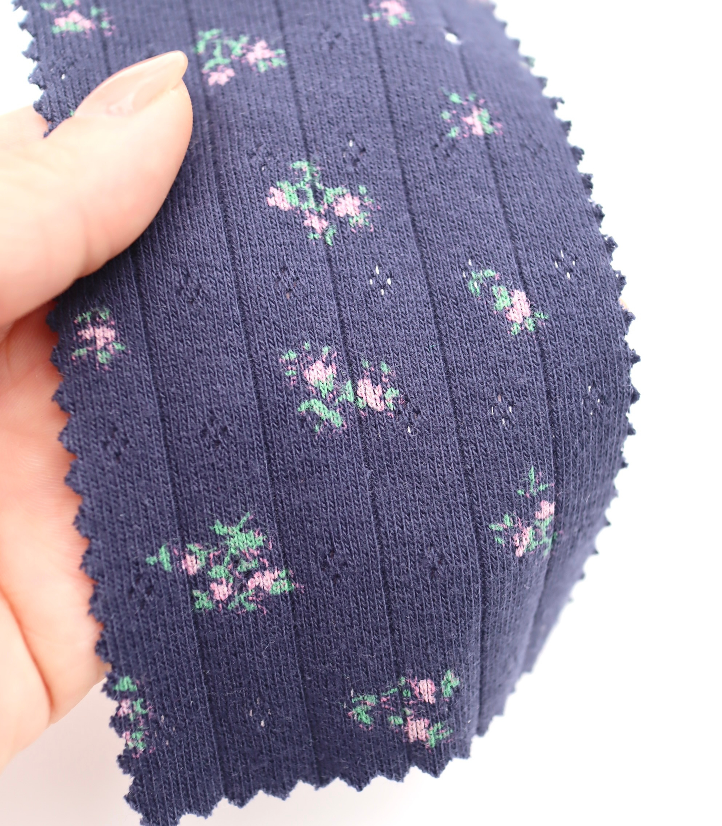 【25SS-416】花柄プリント針抜きニット /0.5yあたり=~1005円