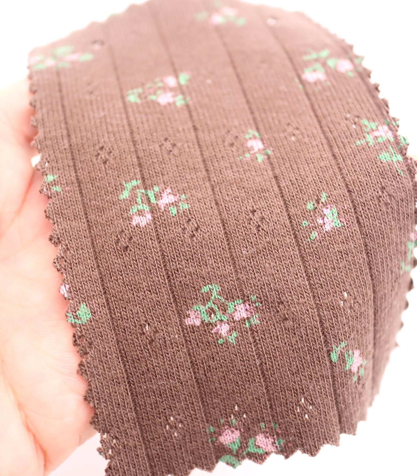 【25SS-416】花柄プリント針抜きニット /0.5yあたり=~1005円