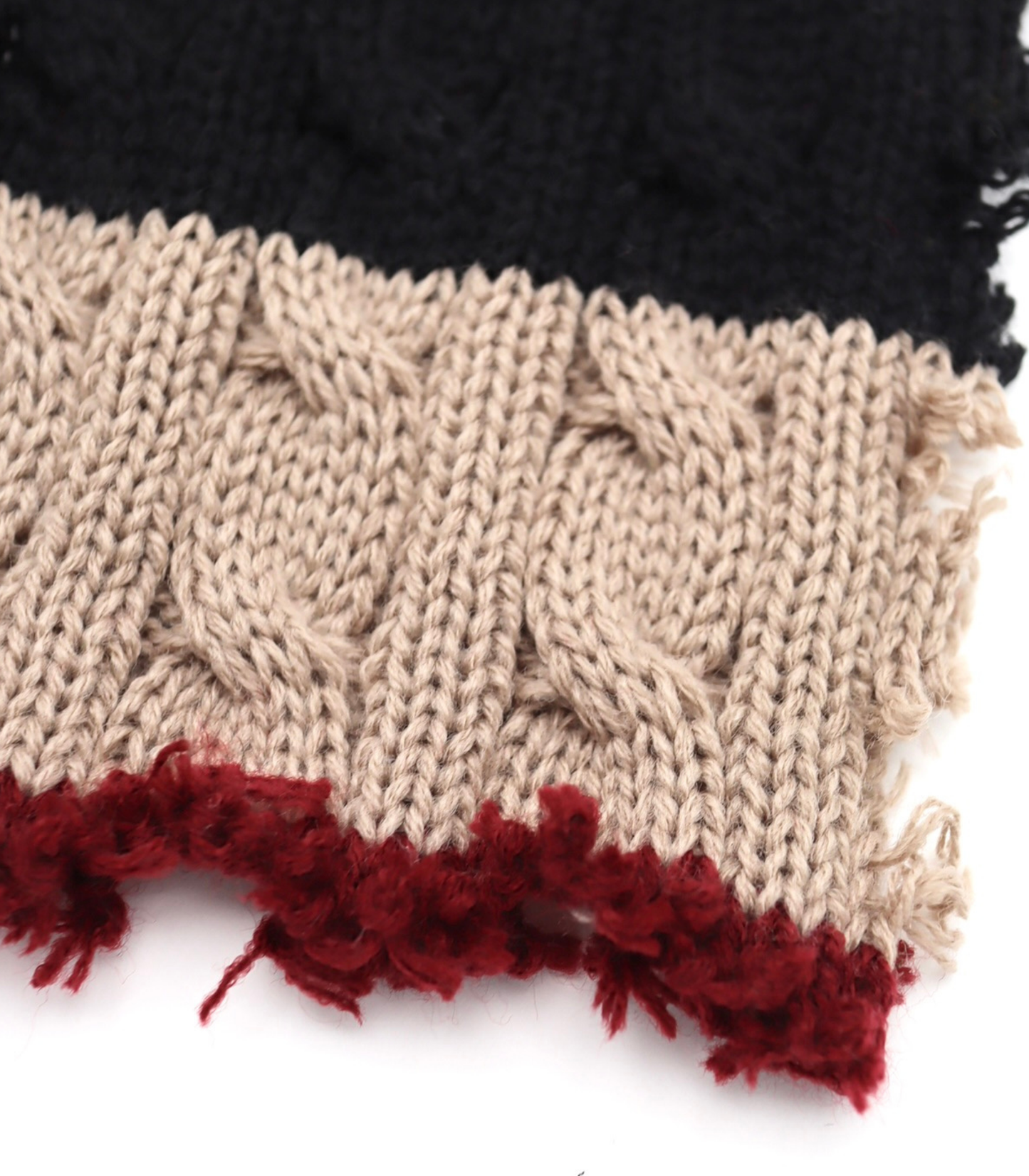 【25SS-108】トリコロールボーダーケーブルミドルゲージニット /0.5yあたり = ~1660円