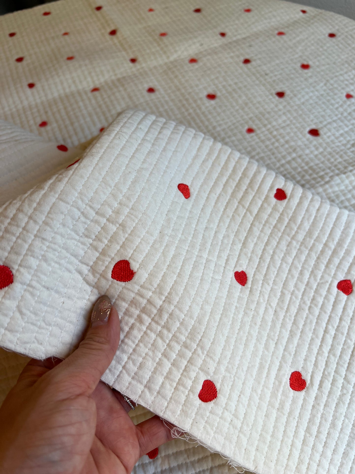 【25SS-004】ハート刺繍7㎜幅ステッチヌビ /0.5yあたり=~1700円