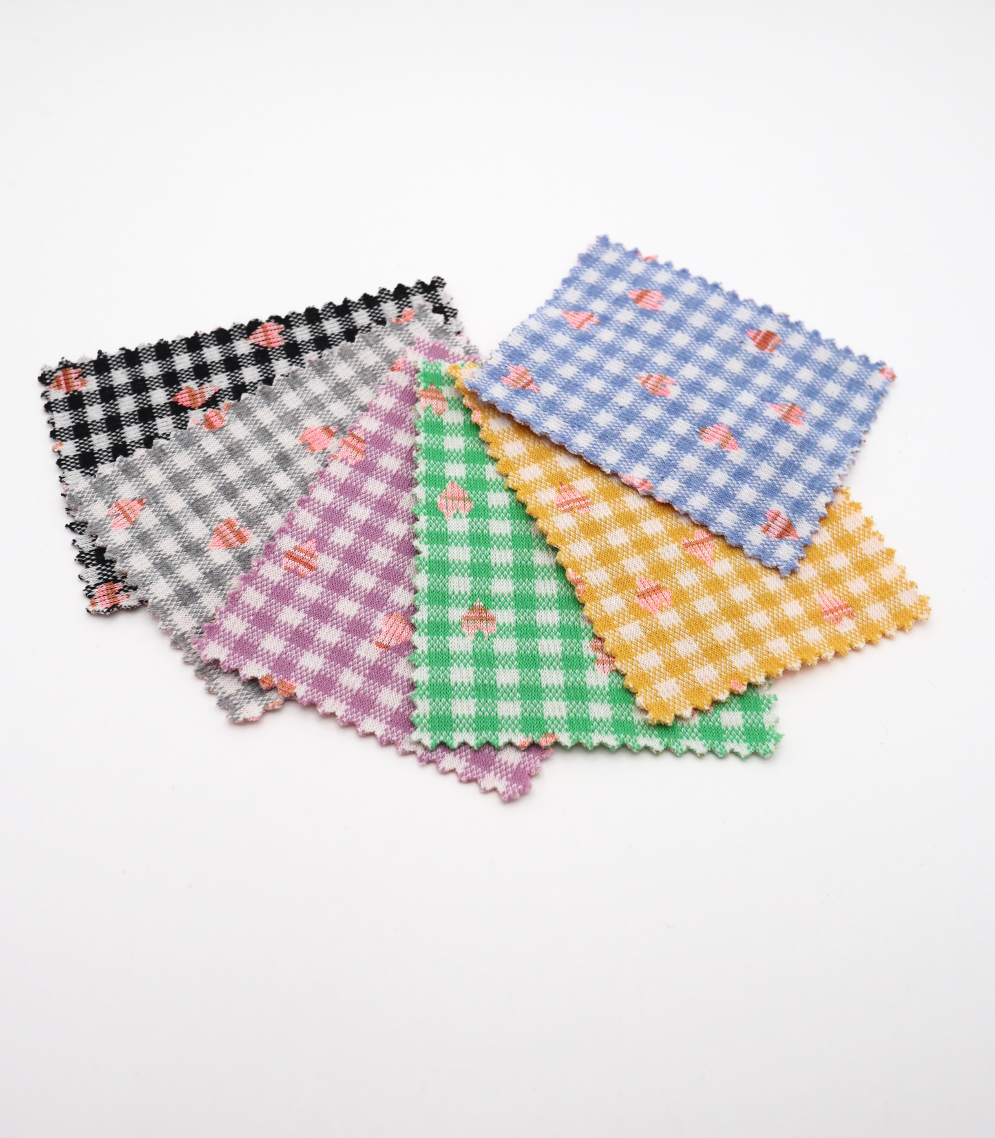 【25SS-022】ハート×ギンガムチェックジャガード二重織ニット /0.5yあたり=~1125円