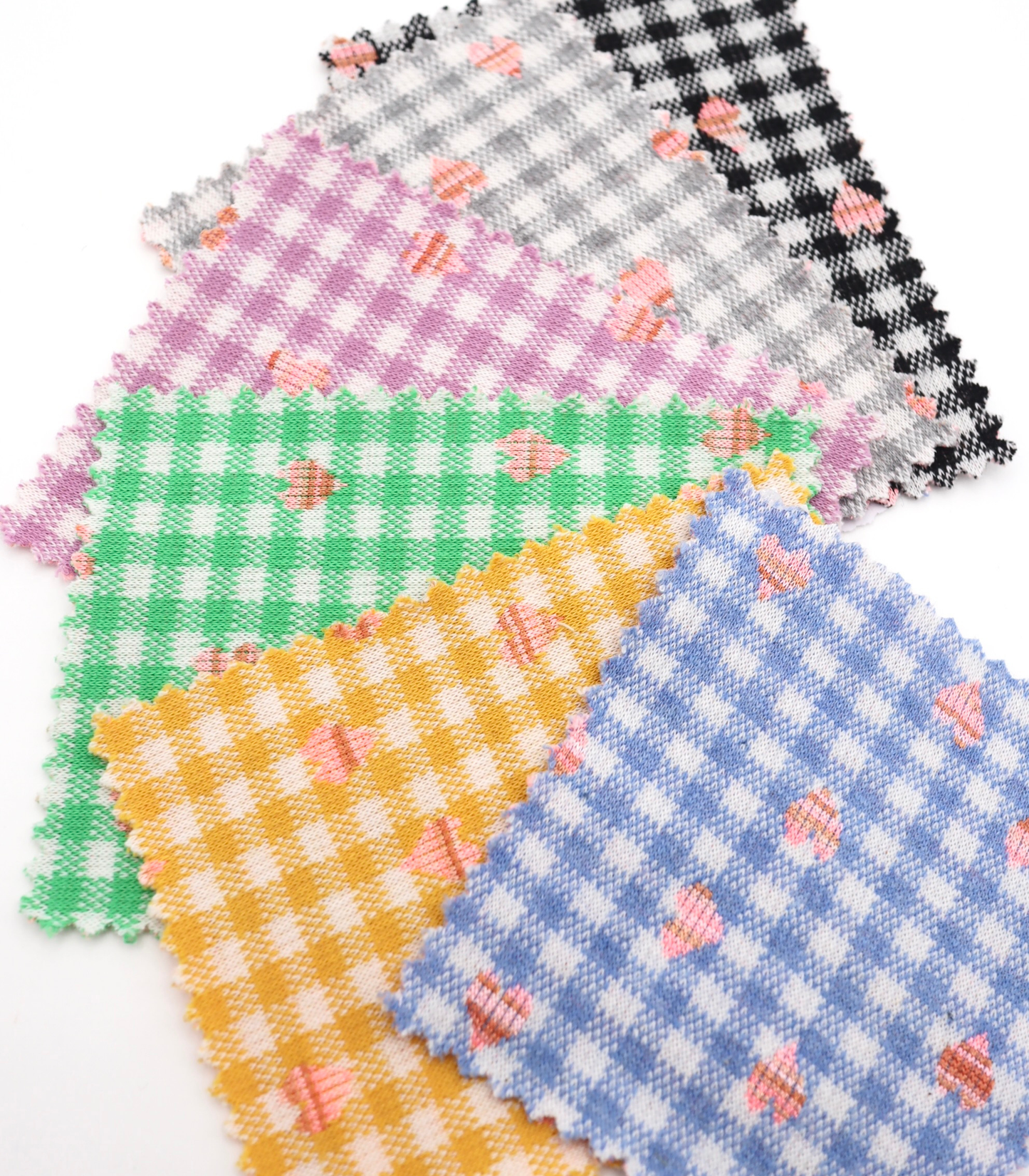 【25SS-022】ハート×ギンガムチェックジャガード二重織ニット /0.5yあたり=~1125円