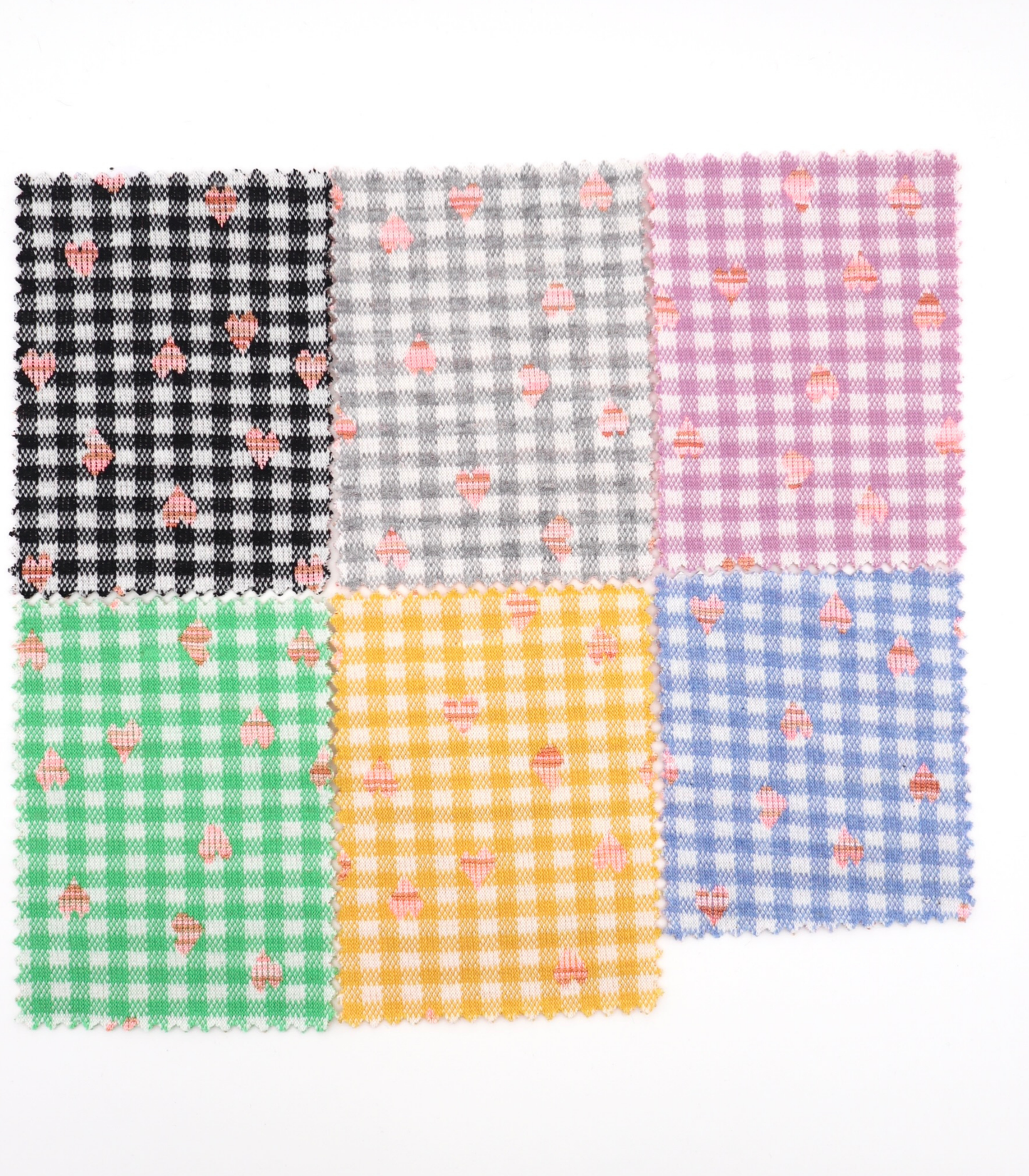 【25SS-022】ハート×ギンガムチェックジャガード二重織ニット /0.5yあたり=~1125円