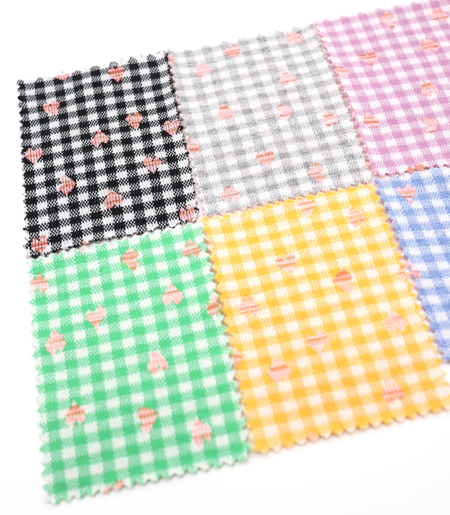 【25SS-022】ハート×ギンガムチェックジャガード二重織ニット /0.5yあたり=~1125円