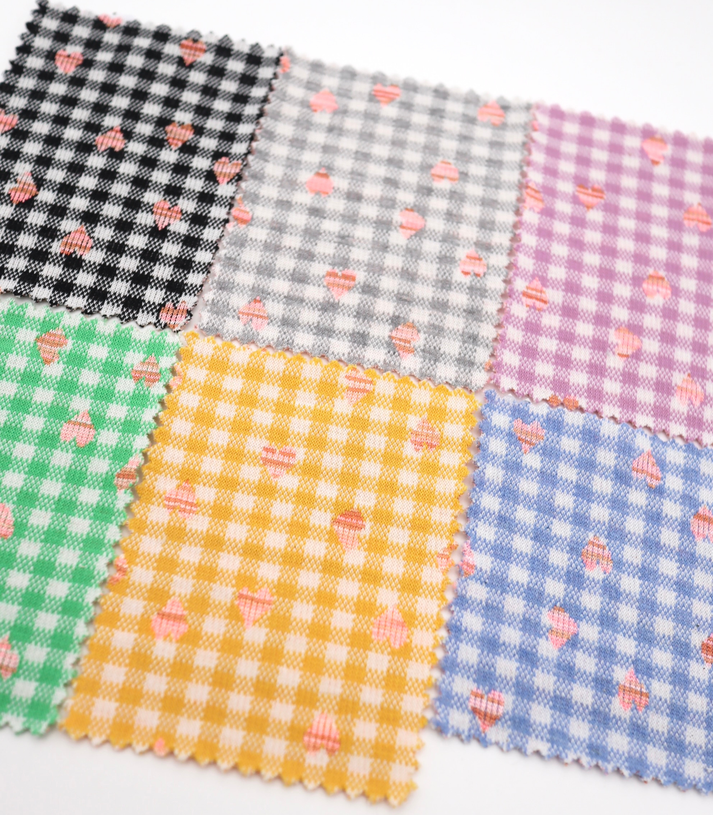 【25SS-022】ハート×ギンガムチェックジャガード二重織ニット /0.5yあたり=~1125円