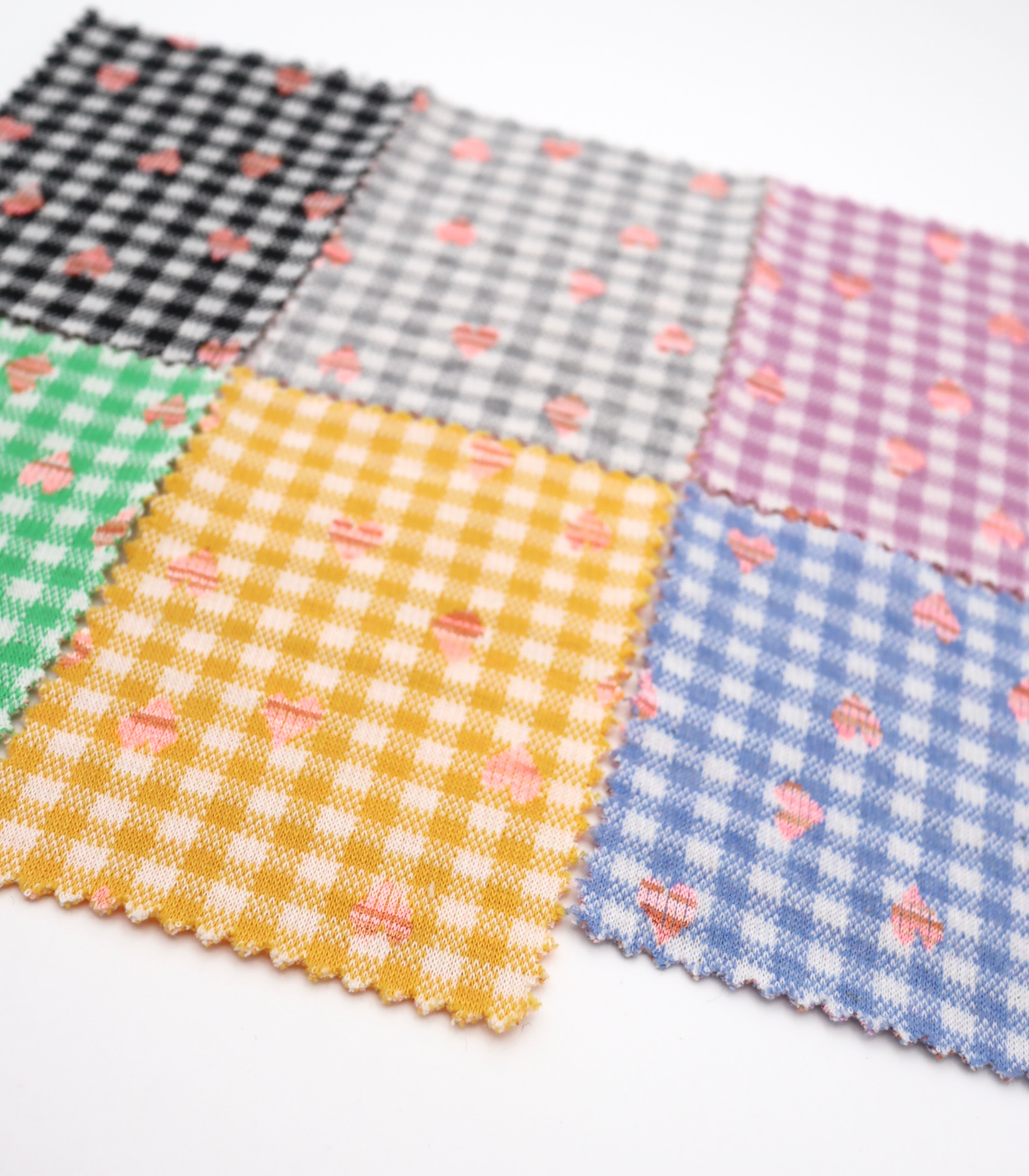 【25SS-022】ハート×ギンガムチェックジャガード二重織ニット /0.5yあたり=~1125円