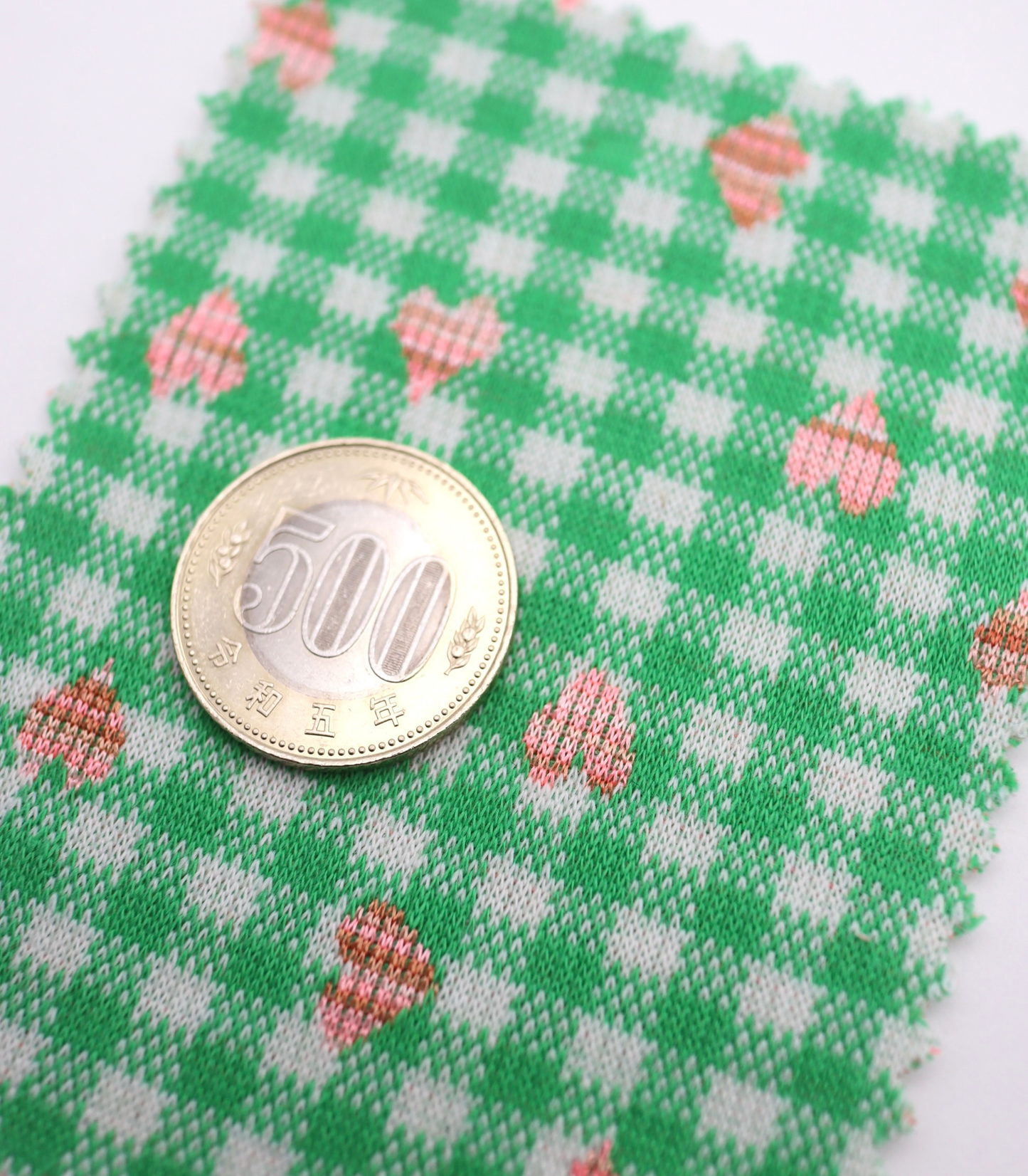 【25SS-022】ハート×ギンガムチェックジャガード二重織ニット /0.5yあたり=~1125円