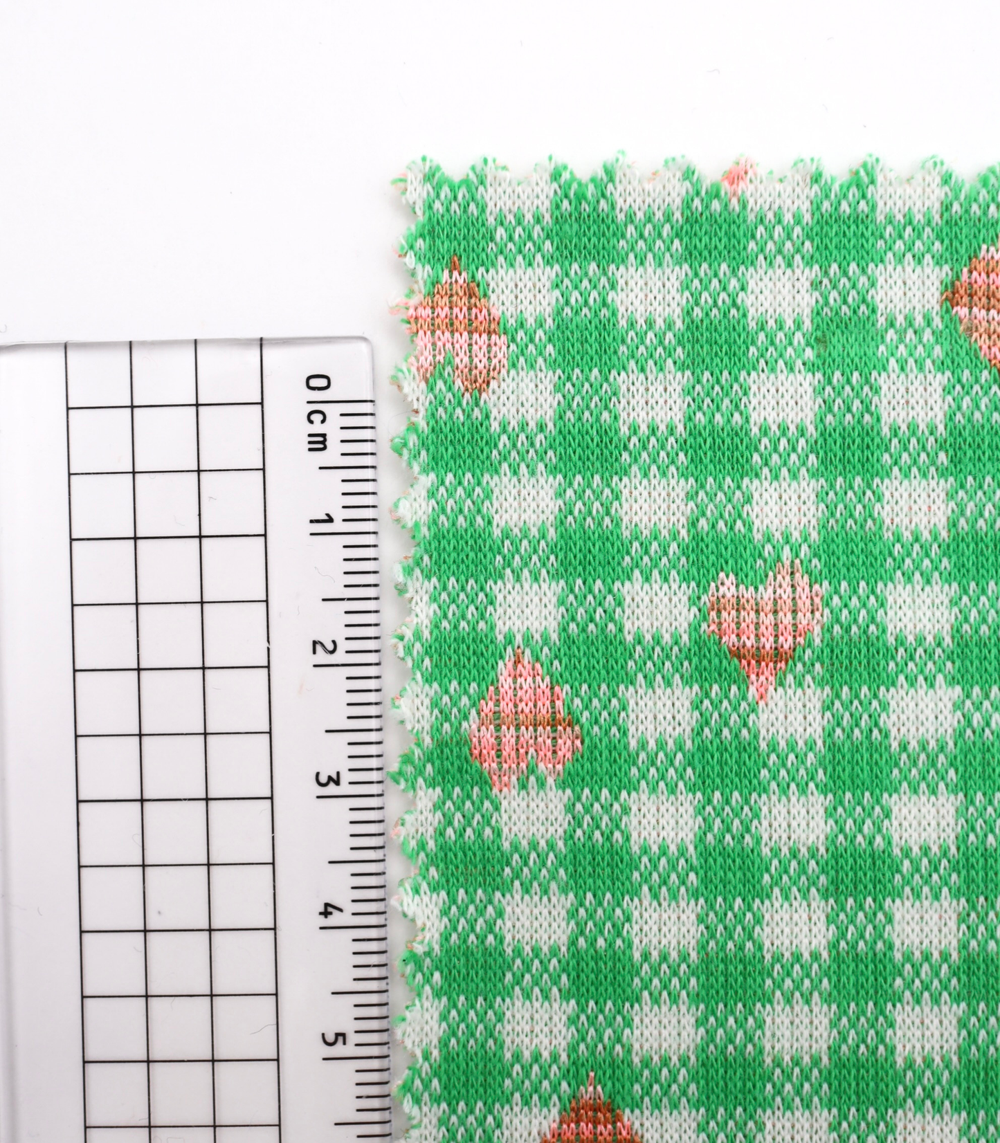 【25SS-022】ハート×ギンガムチェックジャガード二重織ニット /0.5yあたり=~1125円