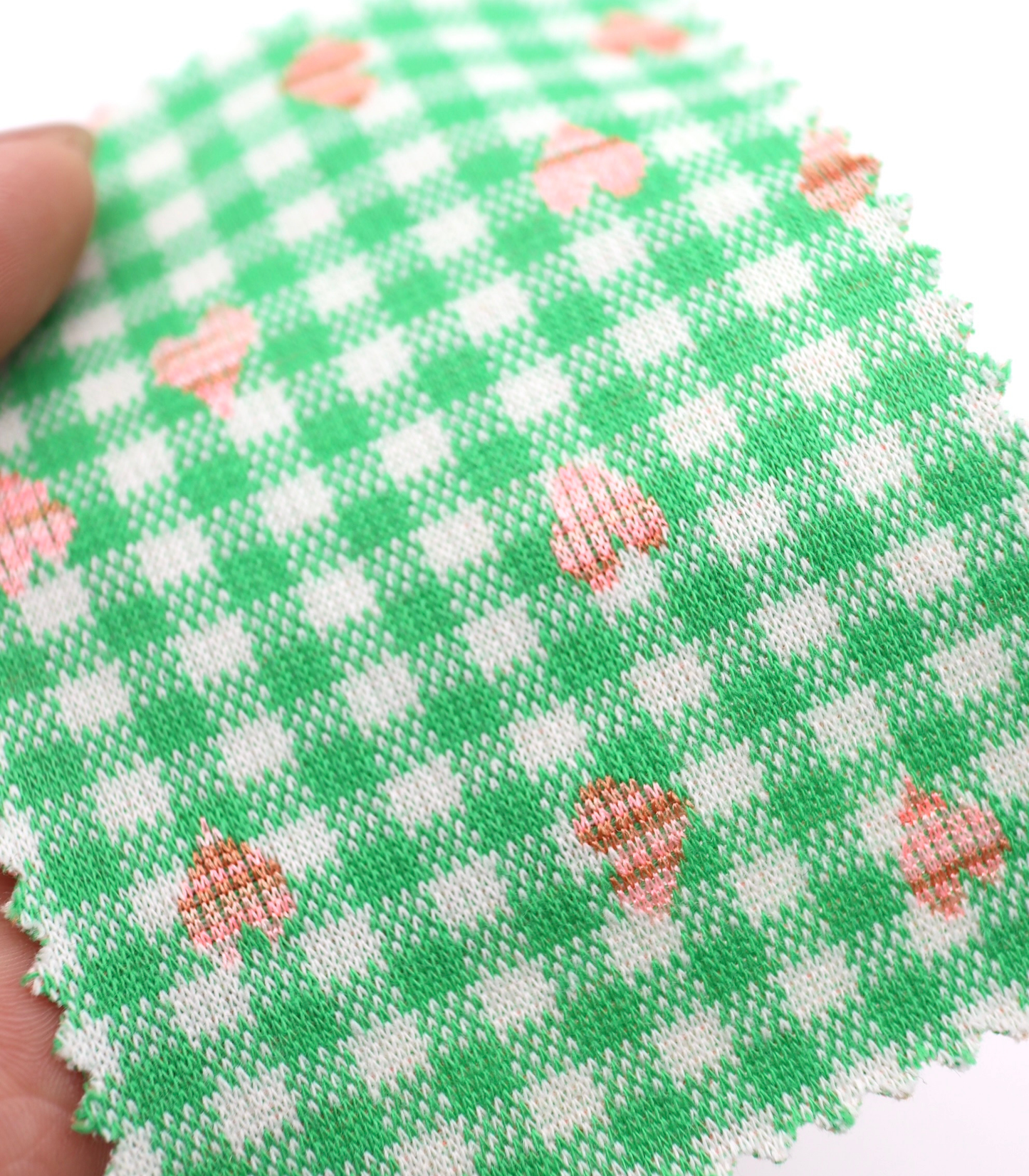 【25SS-022】ハート×ギンガムチェックジャガード二重織ニット /0.5yあたり=~1125円