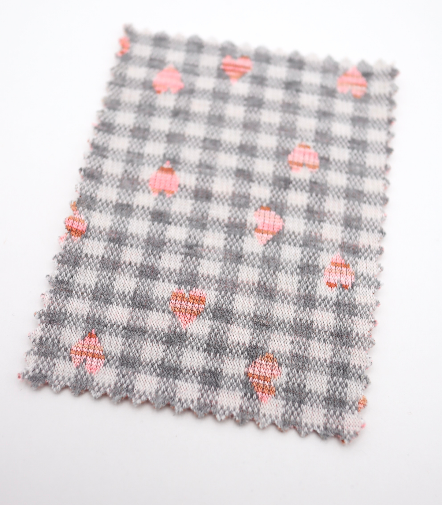 【25SS-022】ハート×ギンガムチェックジャガード二重織ニット /0.5yあたり=~1125円