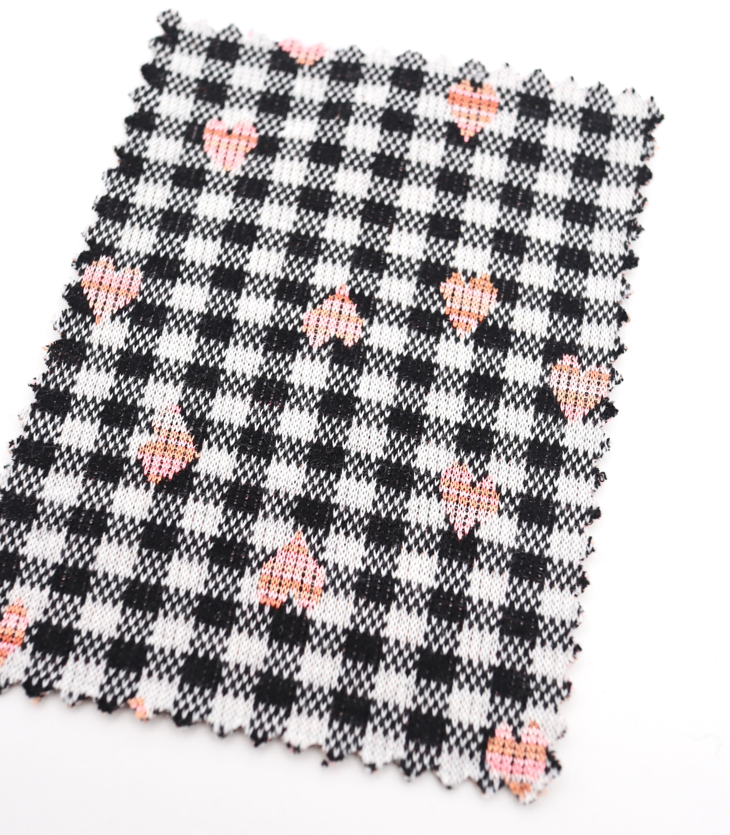 【25SS-022】ハート×ギンガムチェックジャガード二重織ニット /0.5yあたり=~1125円