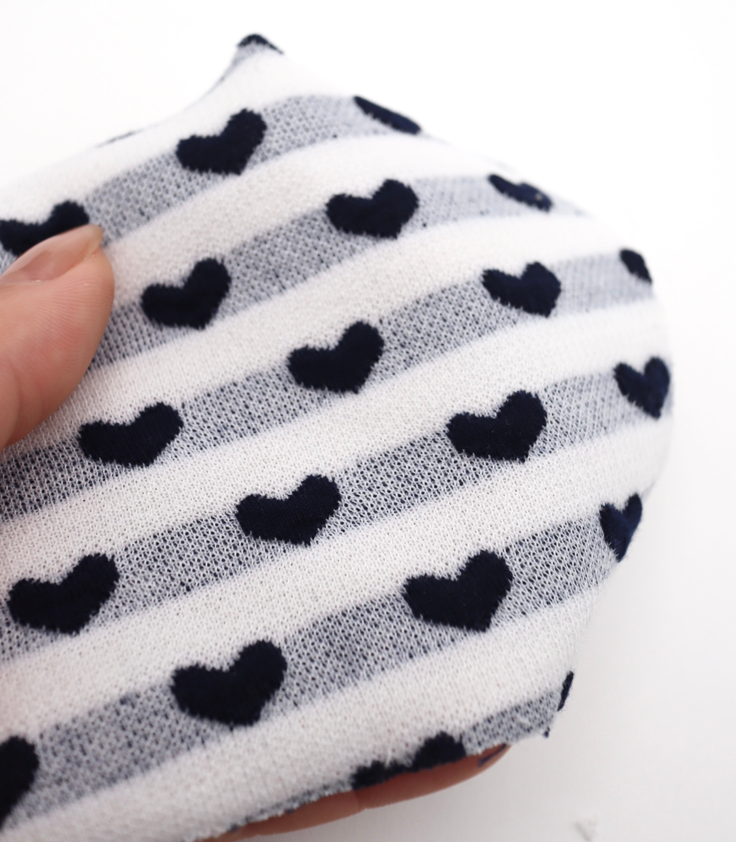 【25SS-031】ぷっくりハートジャガードボーダーニット /0.5yあたり=~1045円