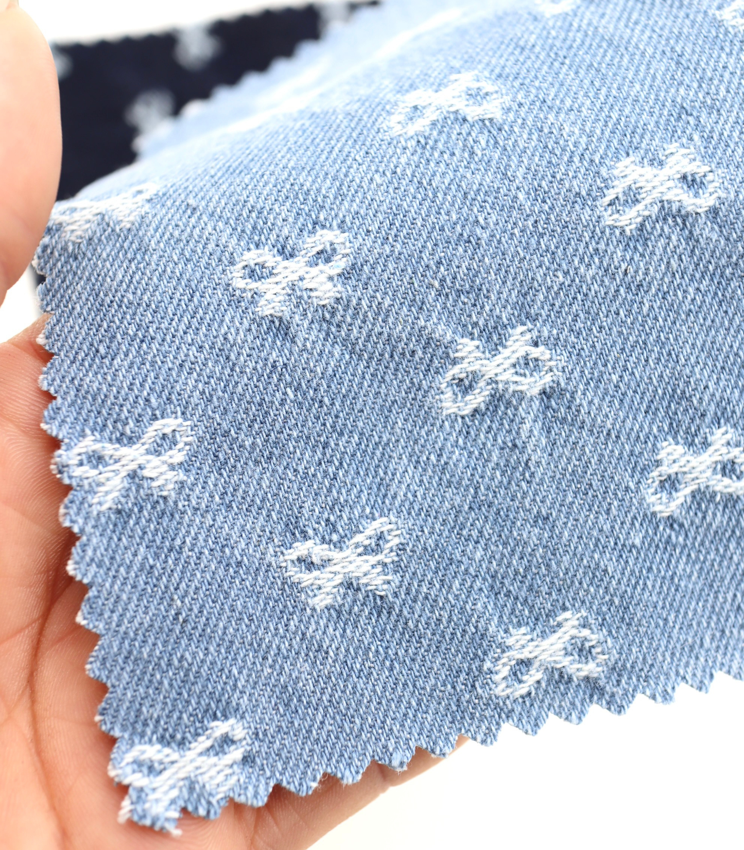 【25SS-059】プチリボンジャガードデニム /0.5yあたり=~1135円