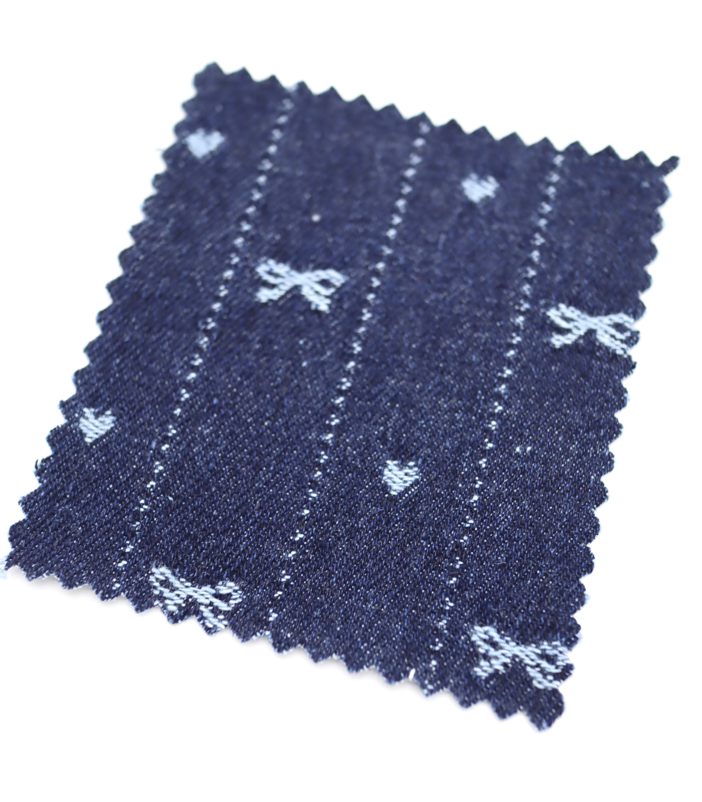 【25SS-060】リボン×ハート×ストライプジャガードデニム /0.5yあたり=~1015円