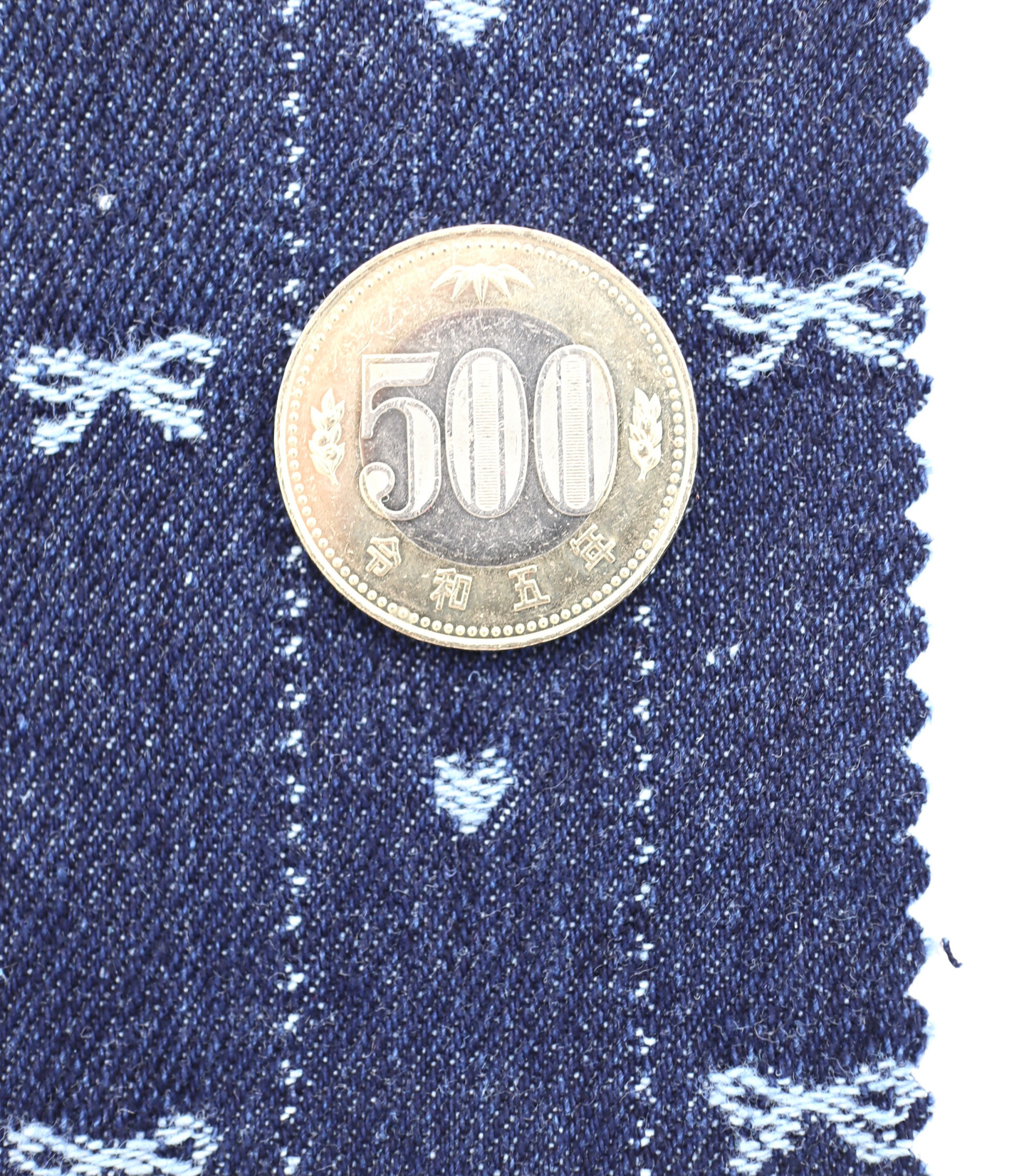 【25SS-060】リボン×ハート×ストライプジャガードデニム /0.5yあたり=~1015円
