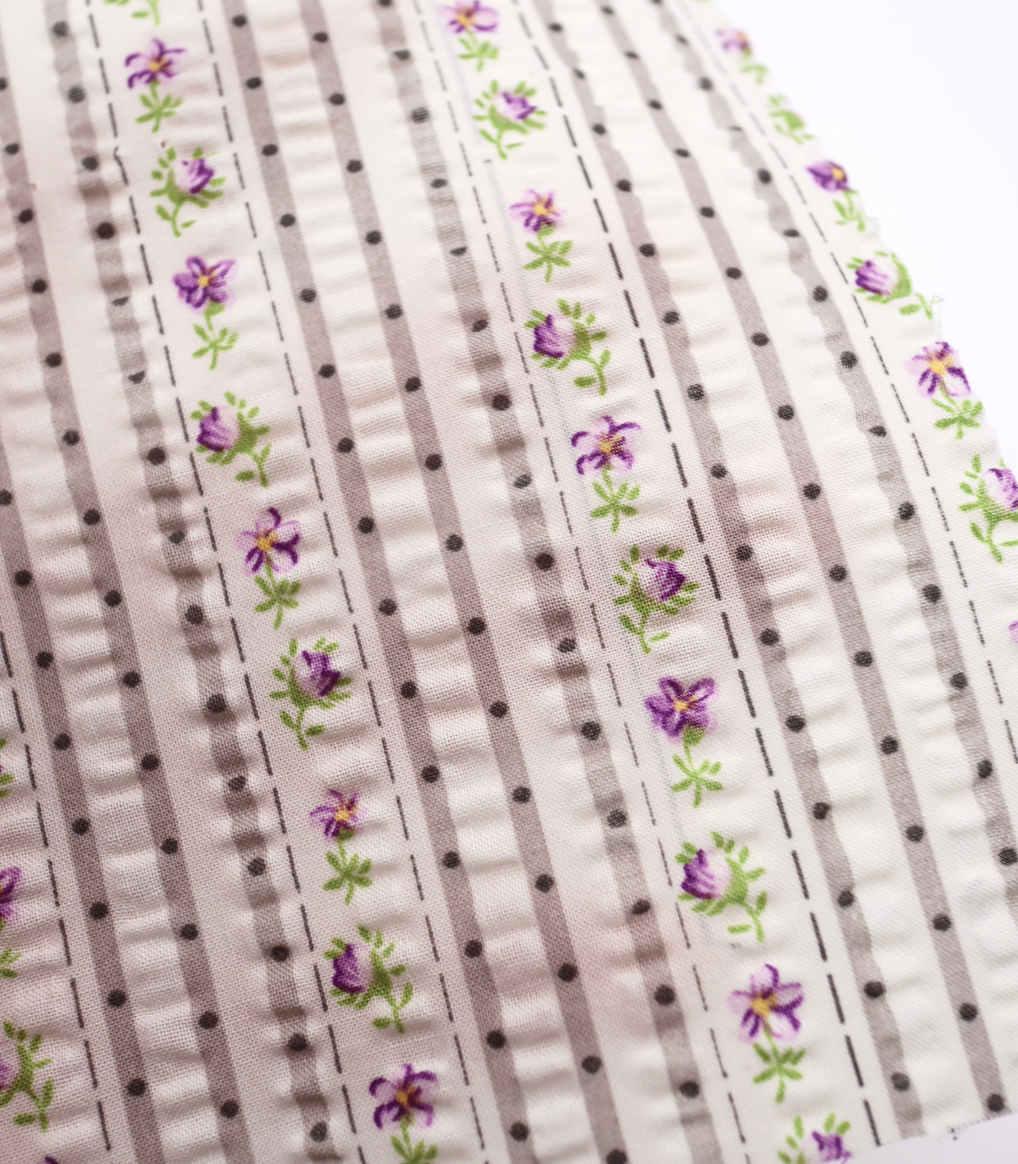 【25SS-446】花柄×ストライププリントサッカー /0.5yあたり=~ 745円