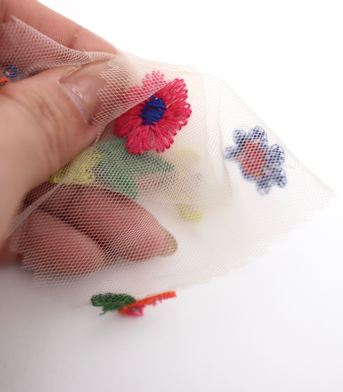 【25SS-455】カラフルフラワー刺繍チュール /0.5yあたり=~1320円