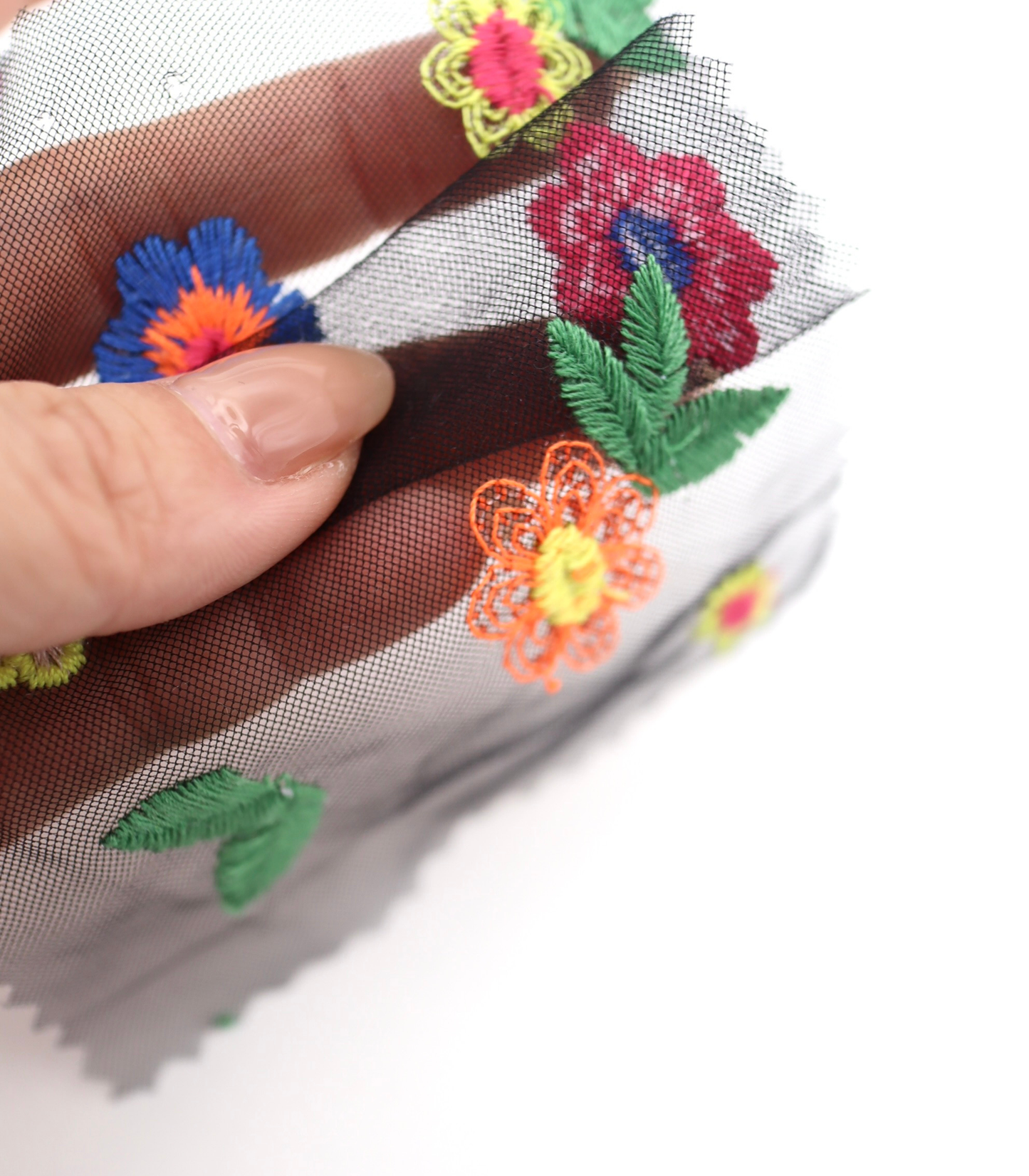 【25SS-455】カラフルフラワー刺繍チュール /0.5yあたり=~1320円