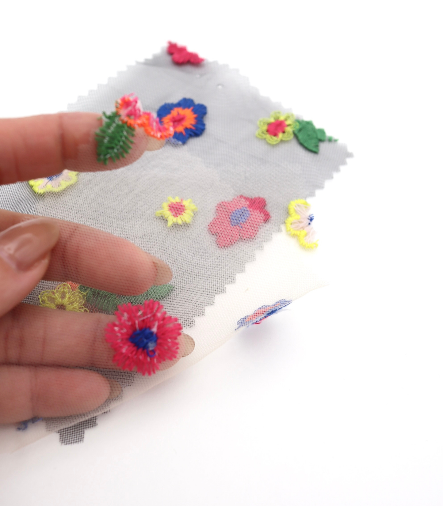 【25SS-455】カラフルフラワー刺繍チュール /0.5yあたり=~1320円