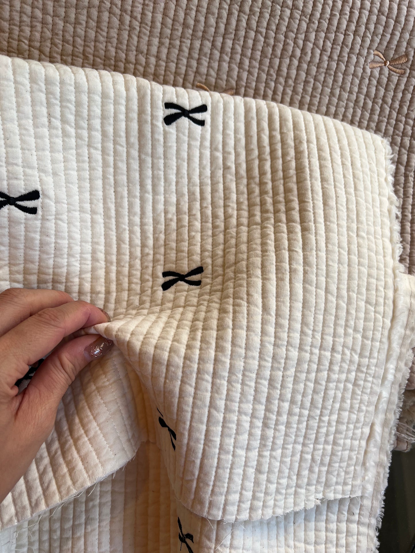 韓国キルティング生地リボン刺繍イブル