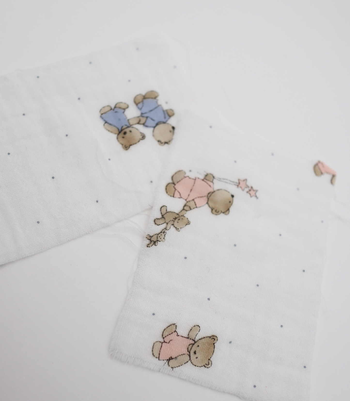 【25SS-296】仲良しクマ×ドットプリントダブルガーゼ /0.5yあたり=~745円