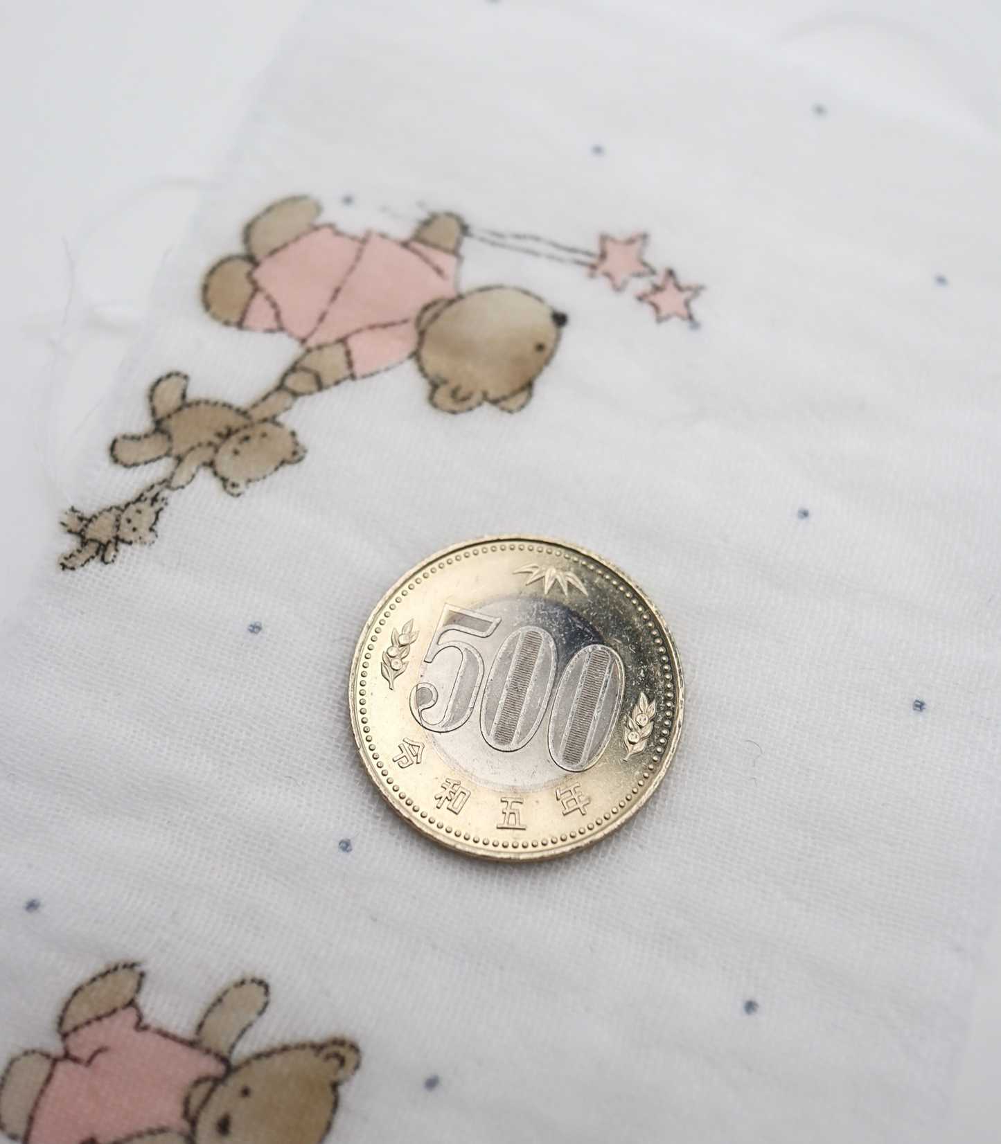 【25SS-296】仲良しクマ×ドットプリントダブルガーゼ /0.5yあたり=~745円
