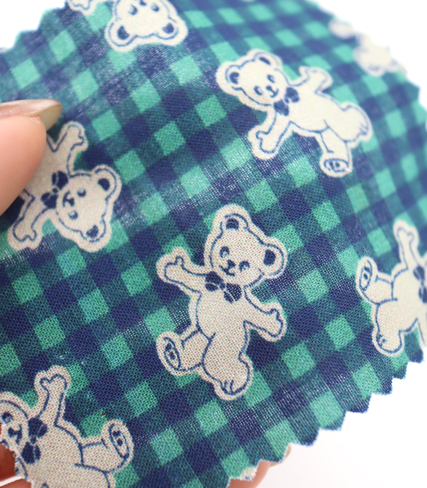 【25SS-229】るんるんくまさん×ギンガムチェックプリント綿ローン /0.5yあたり = ~805円