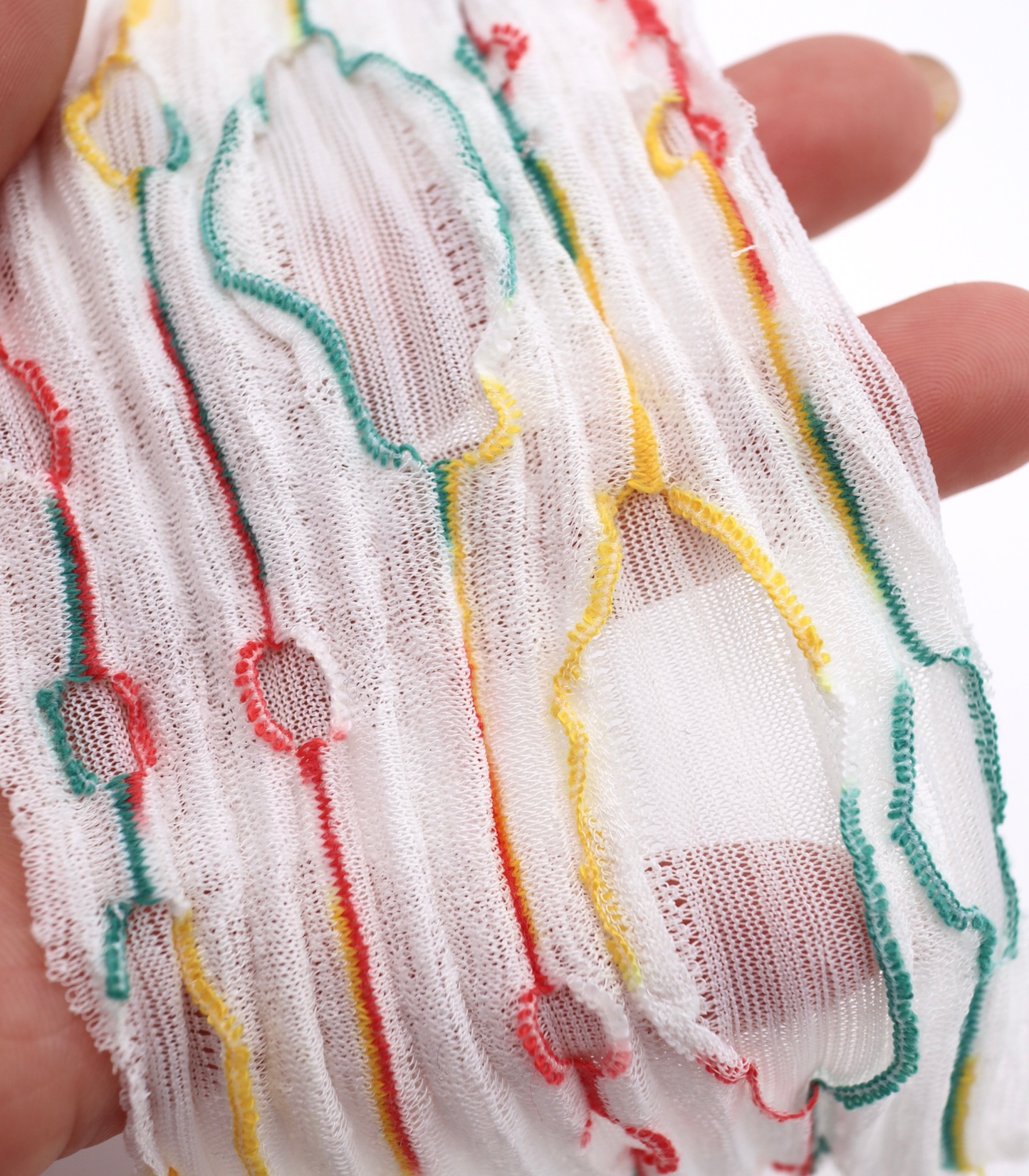 【25SS-423】カラフルメローダメージ風二重織りプリーツニット /0.5yあたり=~ 1130円