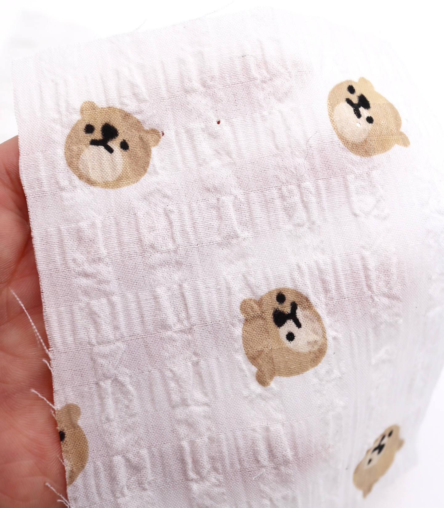 【25SS-433】クマさんプリントチェックサッカー /0.5yあたり=~ 630円