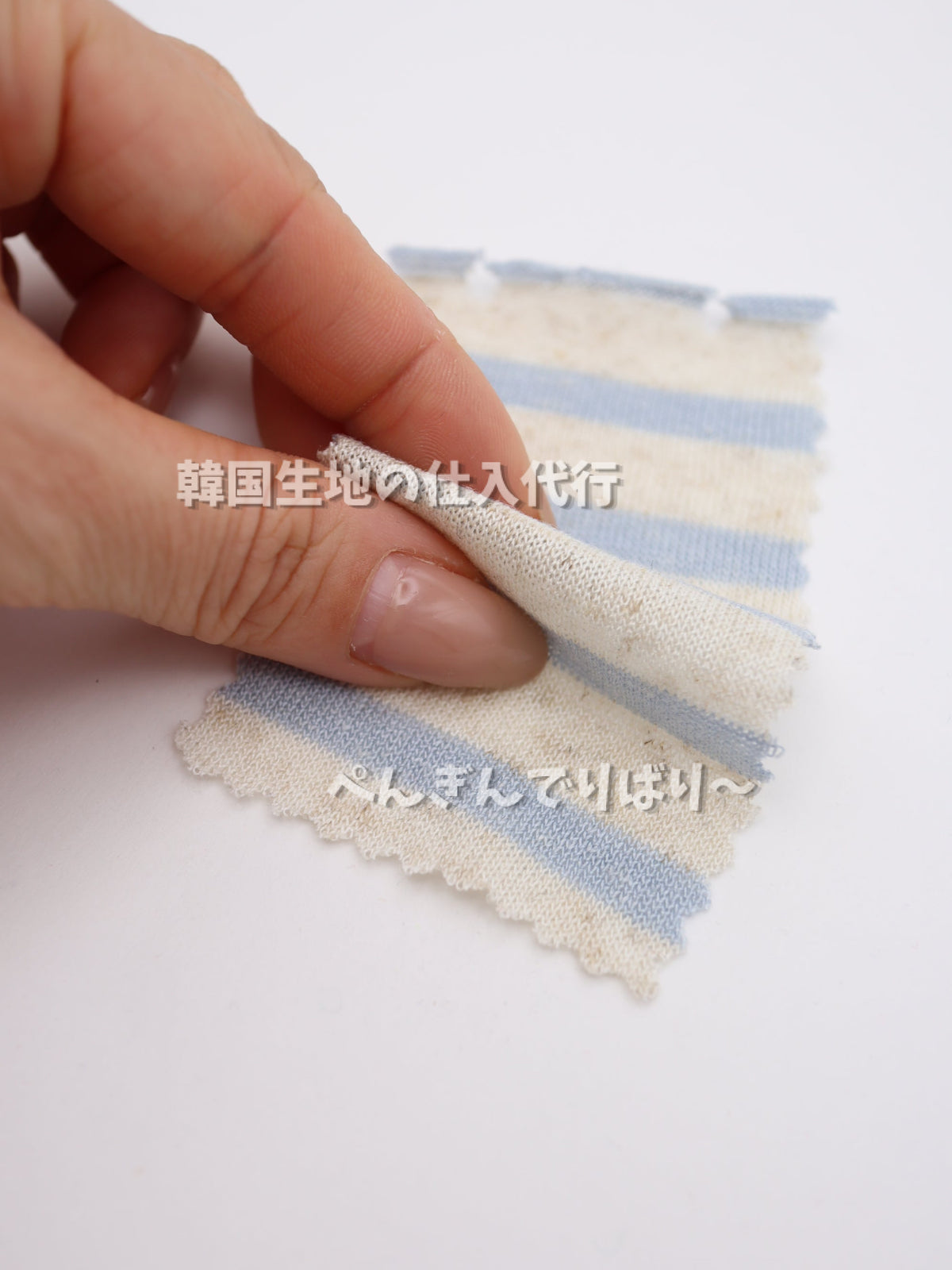 麻混ナチュラルネップ天竺ボーダーニット|【生地幅】約157cm 【混率】アクリル58% レーヨン30% 麻12%|ドッグウェア(犬服)・サマーニット向け 26SS-019