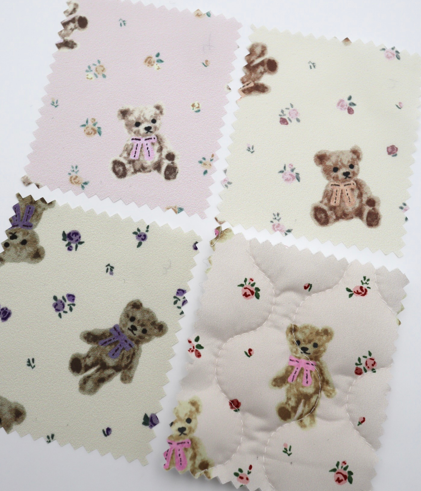 【25SS-087】くまさん×ローズプリントキルティングタフタ