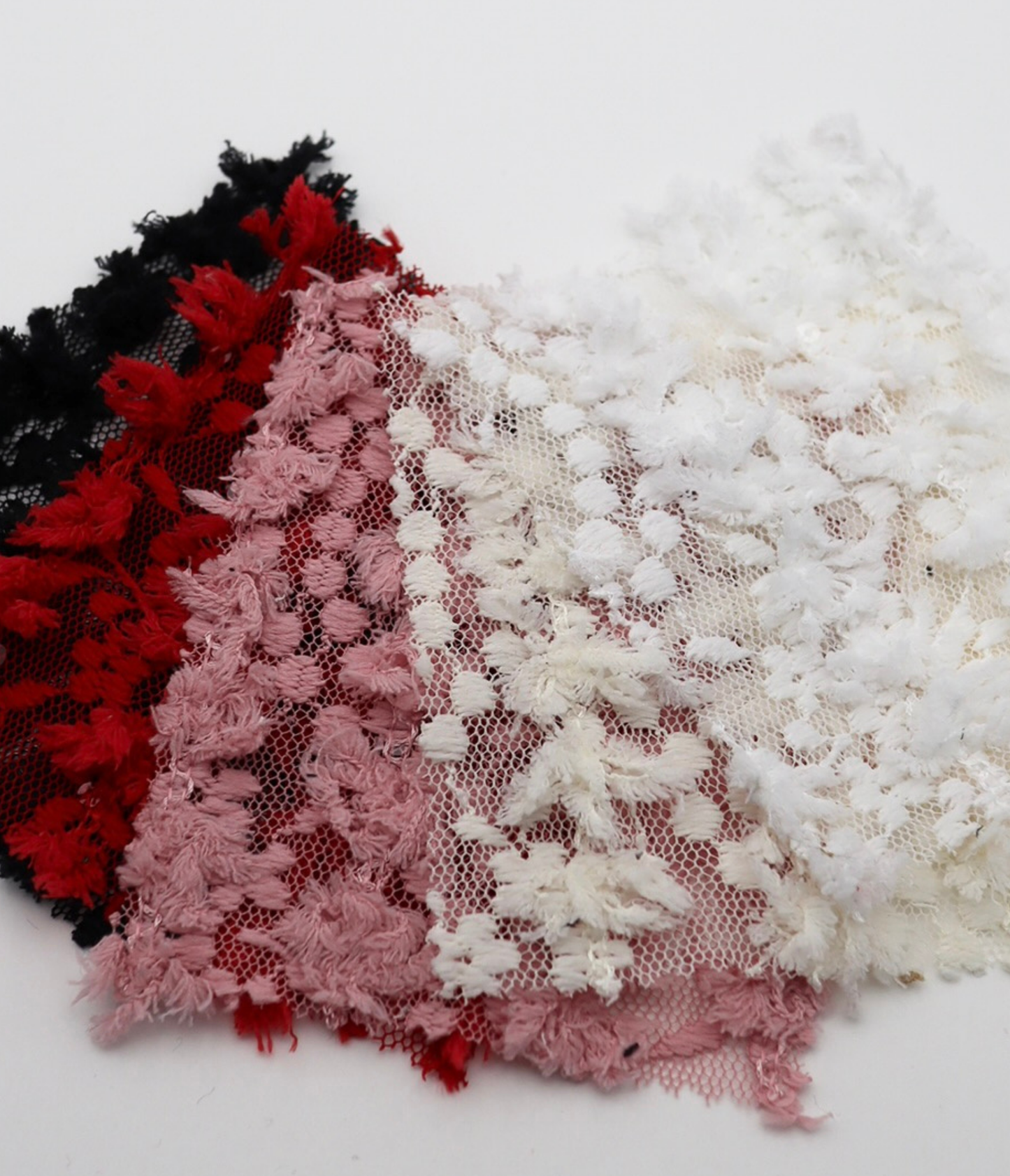 【25SS-139】フリンジテープフラワー×スパンコール刺繍チュールレース