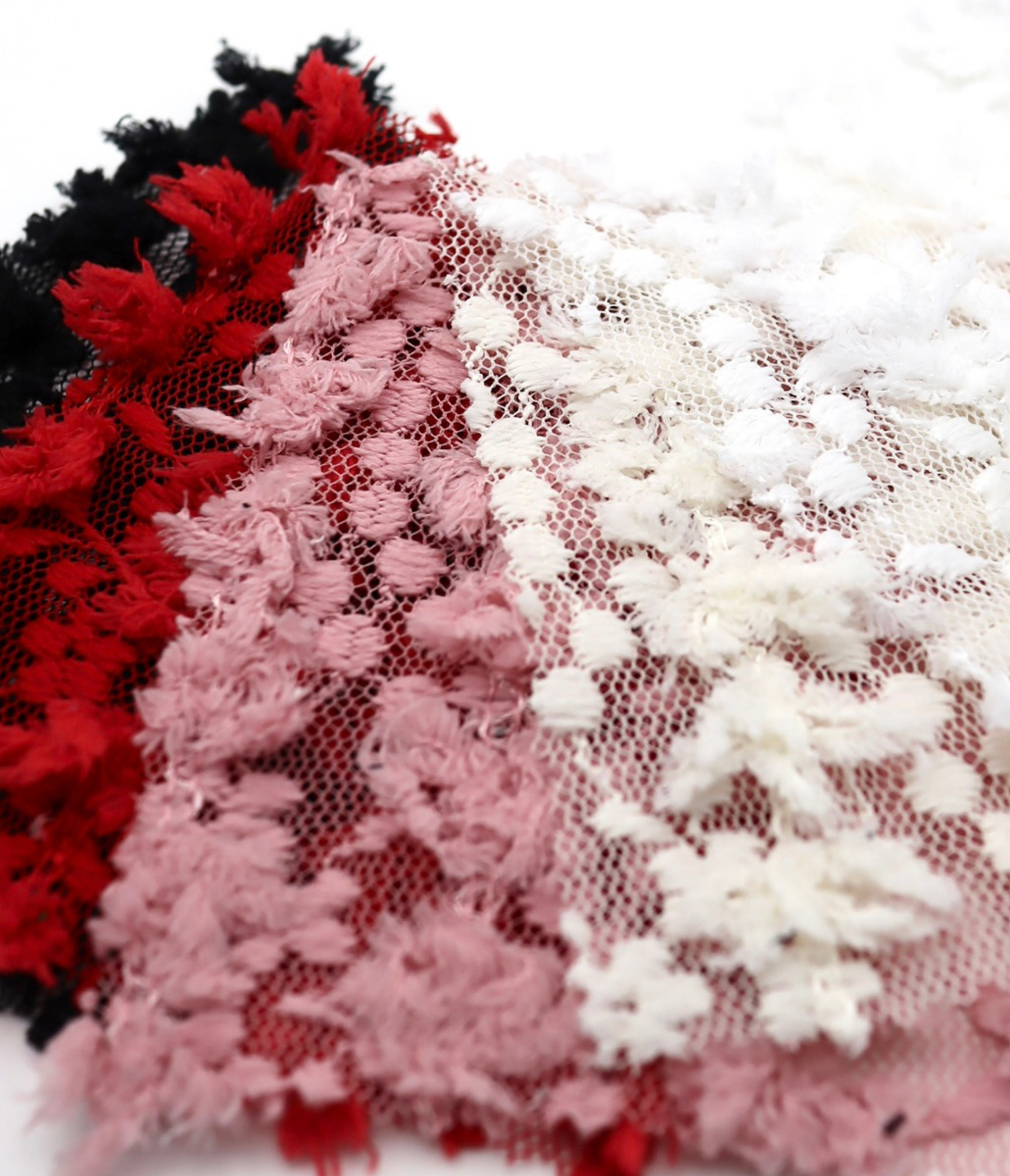 【25SS-139】フリンジテープフラワー×スパンコール刺繍チュールレース