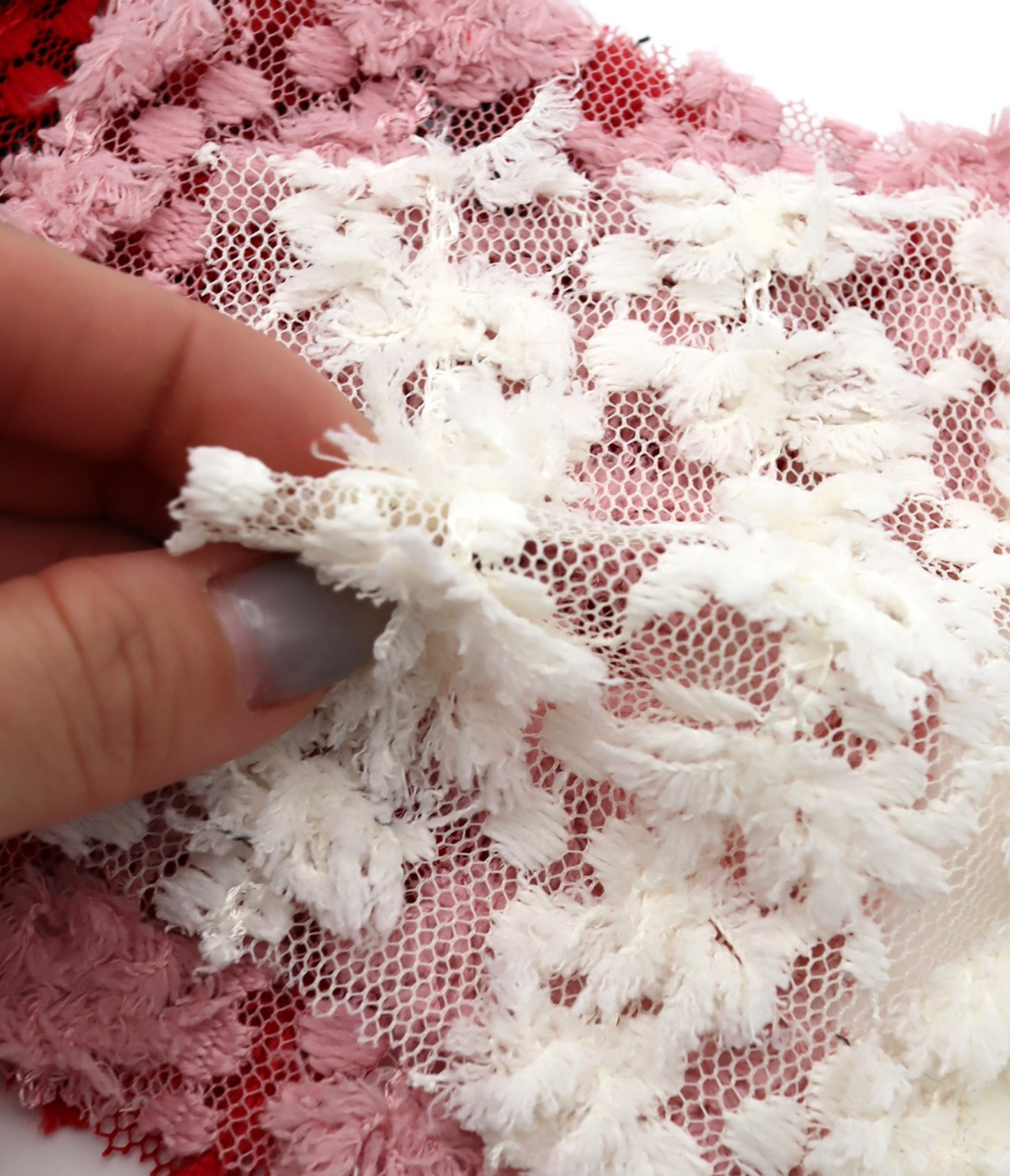 【25SS-139】フリンジテープフラワー×スパンコール刺繍チュールレース