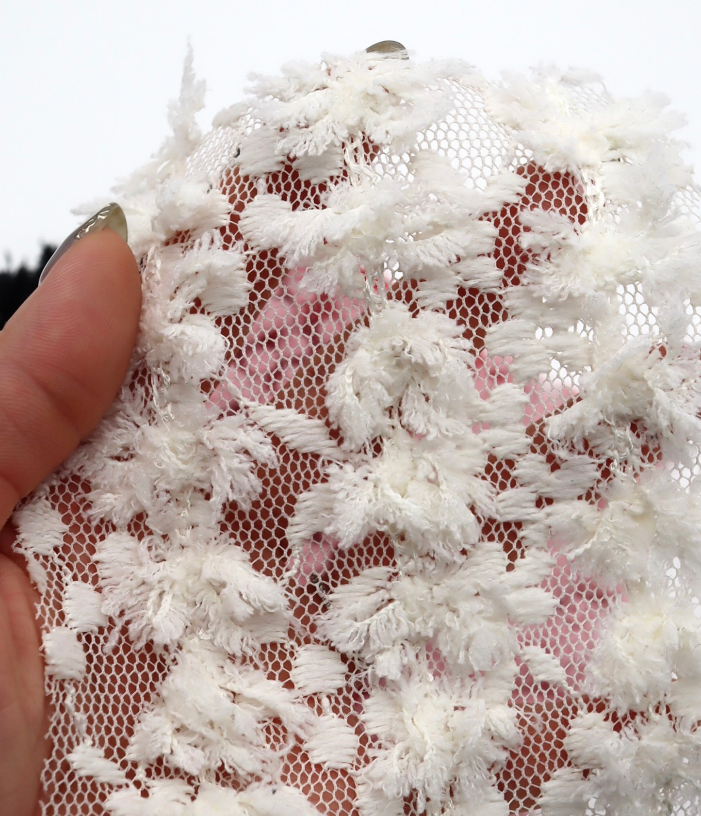 【25SS-139】フリンジテープフラワー×スパンコール刺繍チュールレース