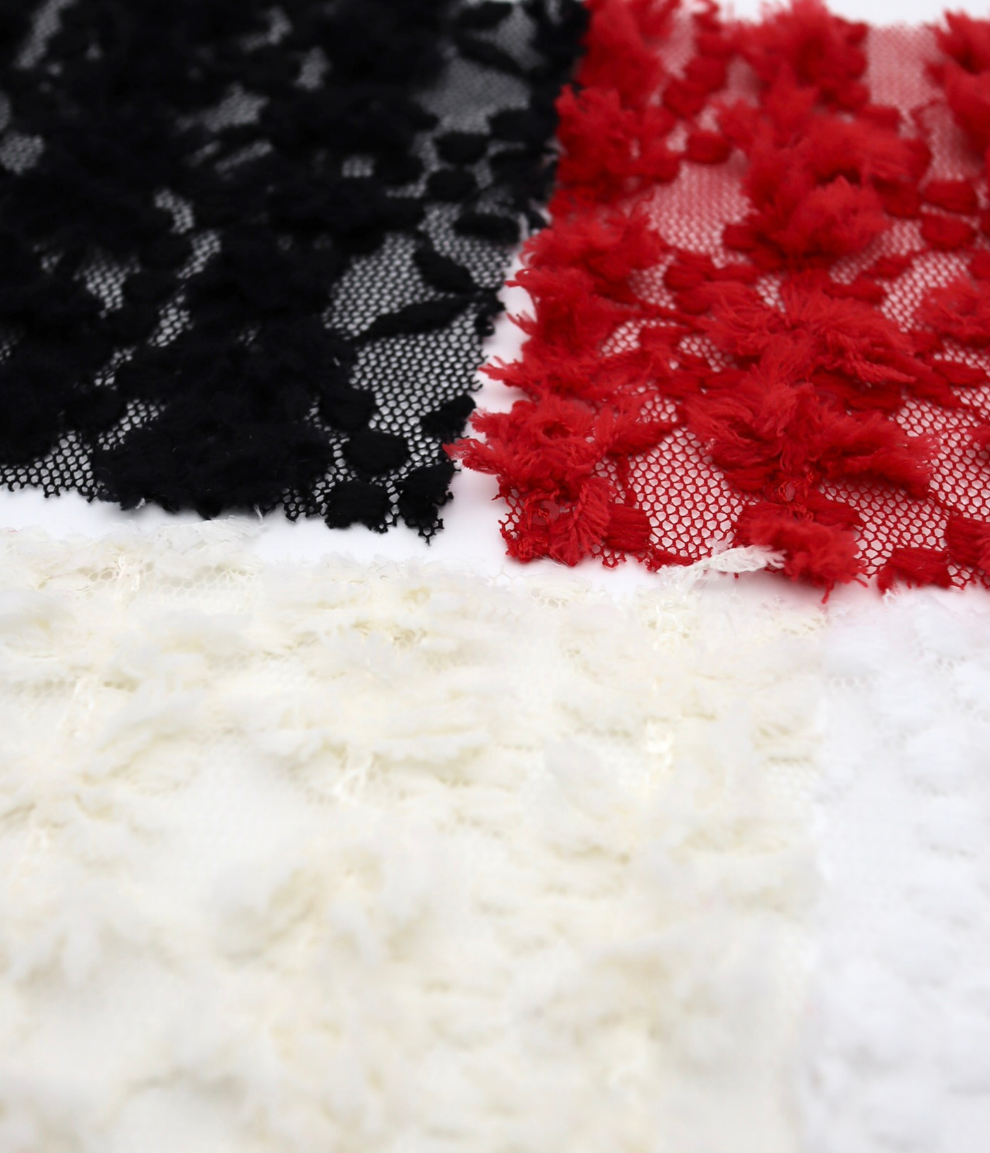 【25SS-139】フリンジテープフラワー×スパンコール刺繍チュールレース
