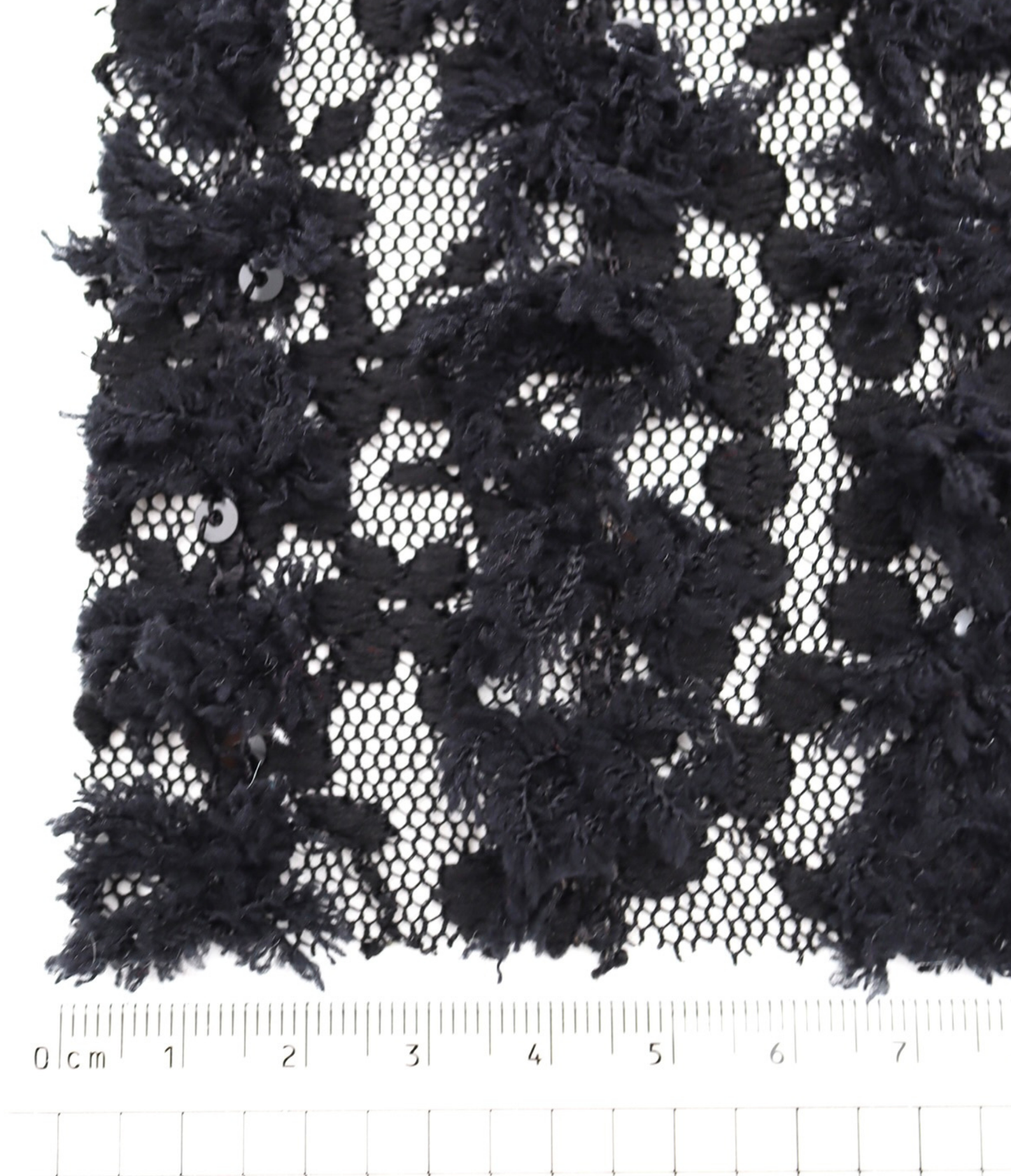 【25SS-139】フリンジテープフラワー×スパンコール刺繍チュールレース