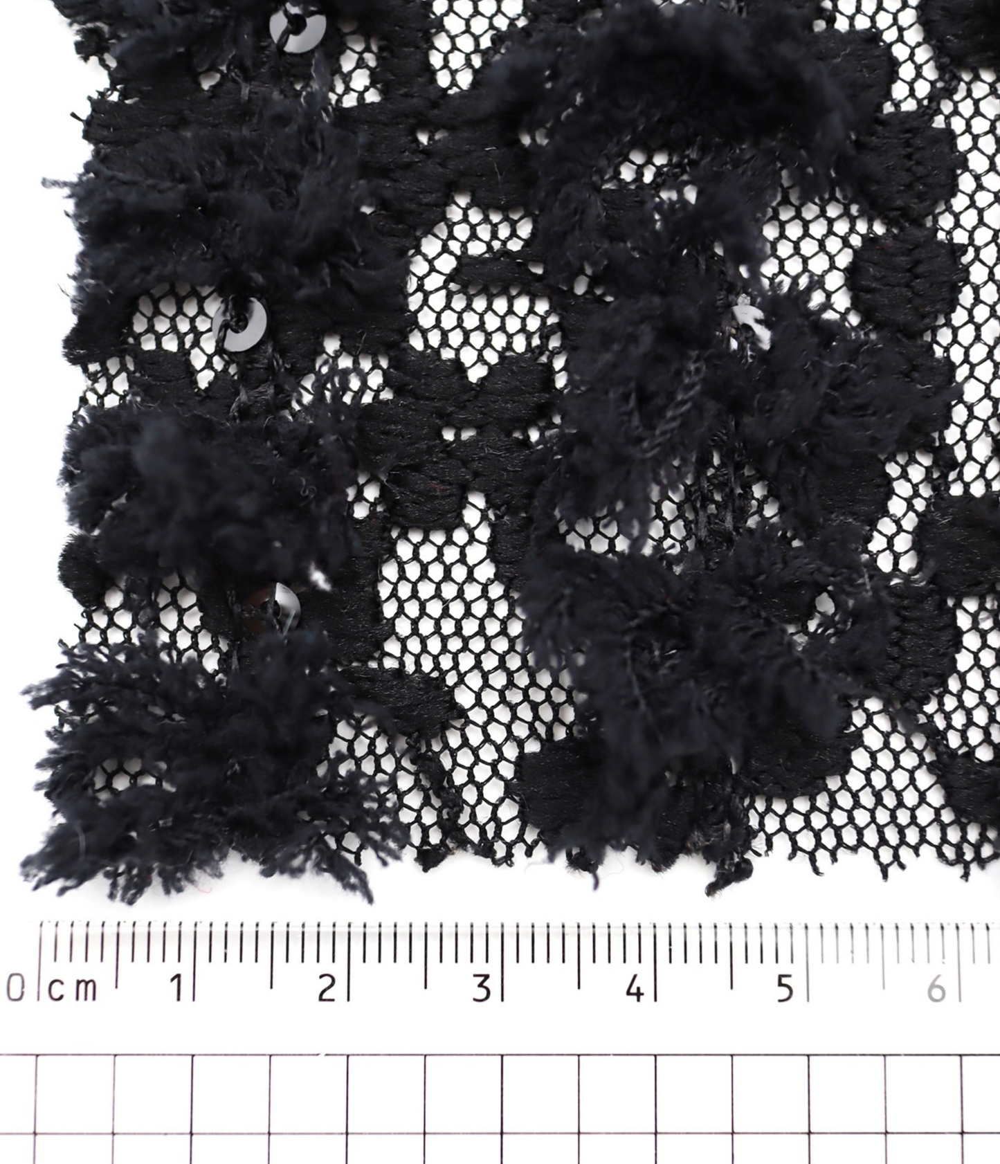 【25SS-139】フリンジテープフラワー×スパンコール刺繍チュールレース