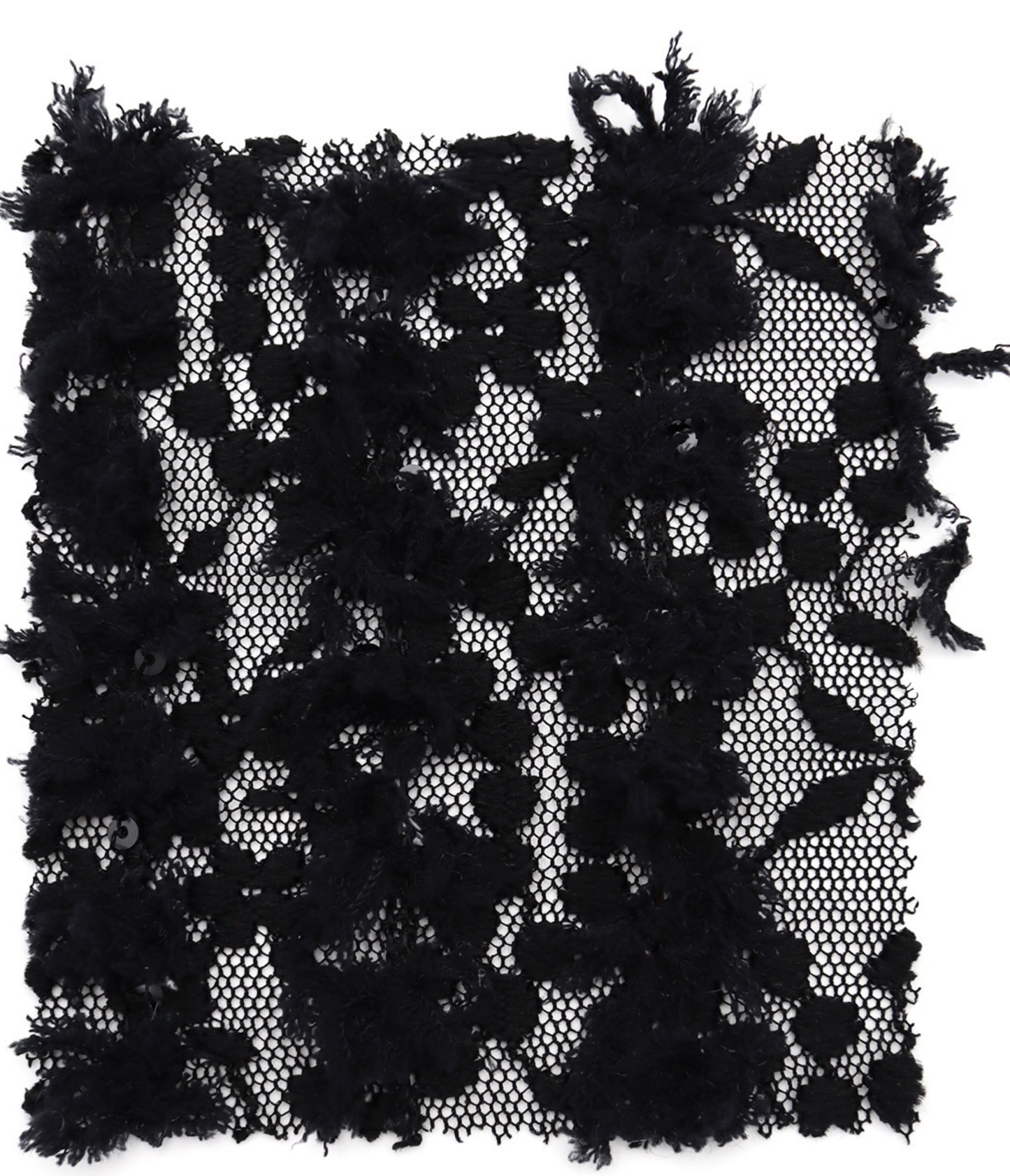 【25SS-139】フリンジテープフラワー×スパンコール刺繍チュールレース