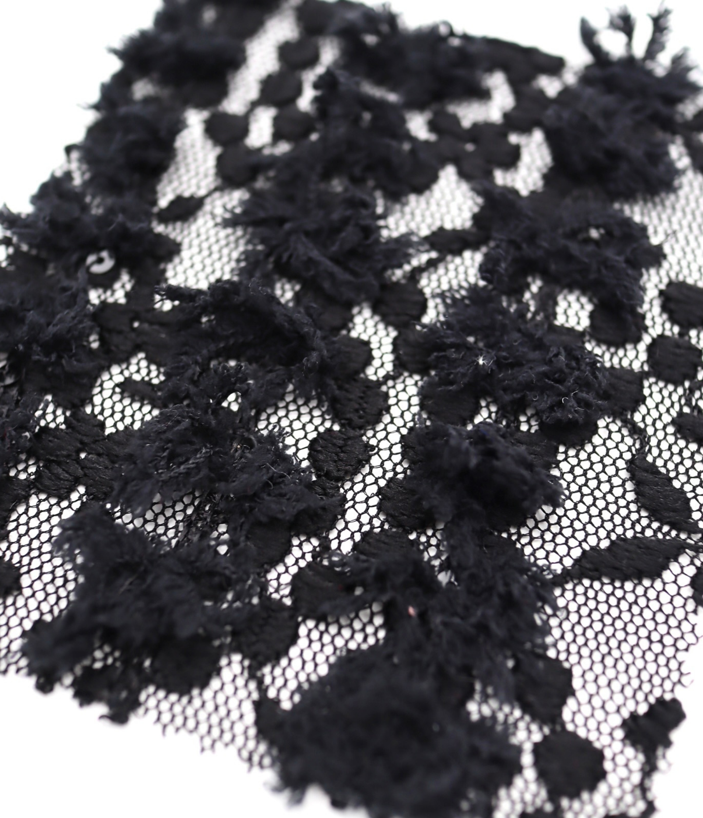 【25SS-139】フリンジテープフラワー×スパンコール刺繍チュールレース