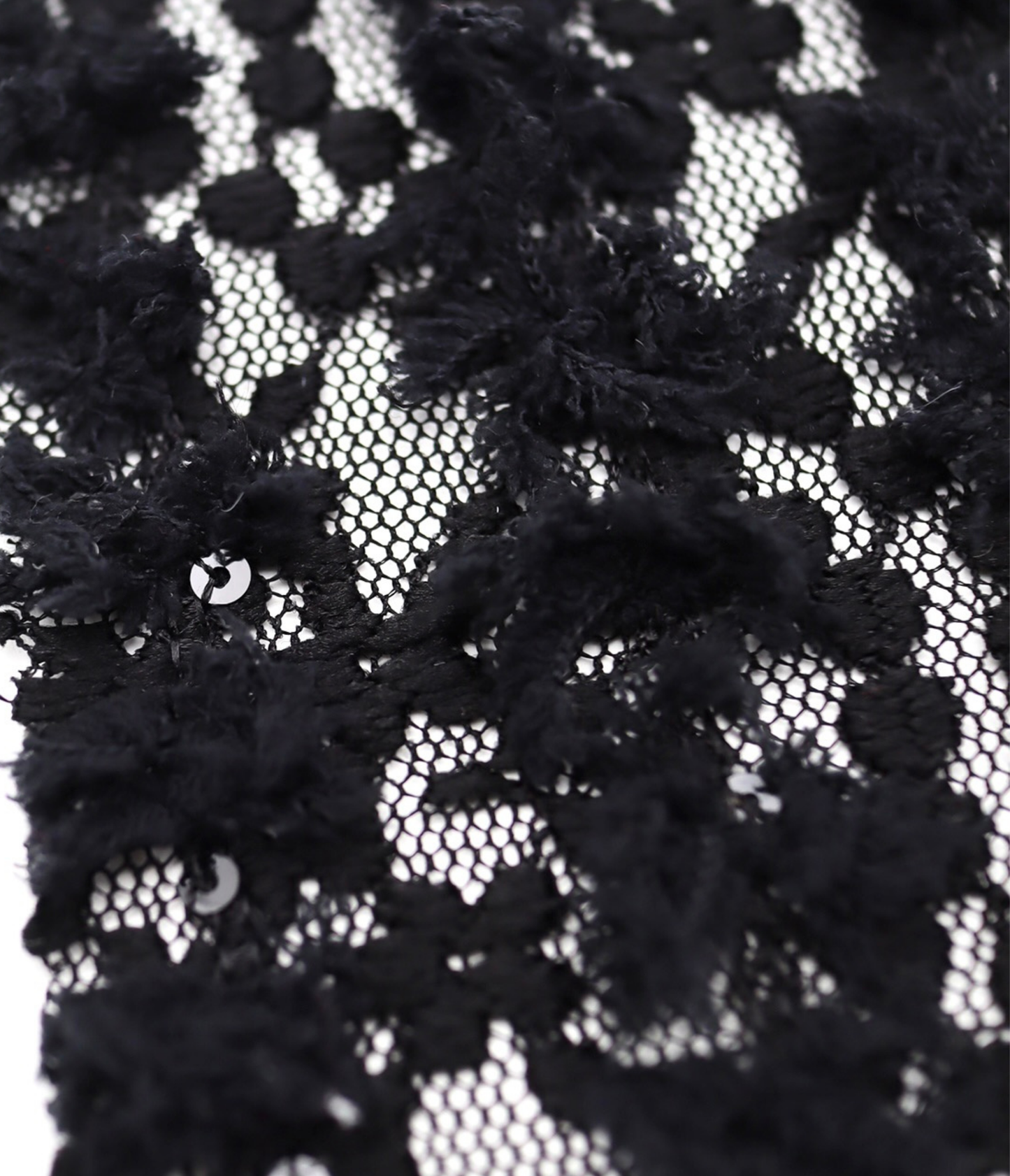 【25SS-139】フリンジテープフラワー×スパンコール刺繍チュールレース